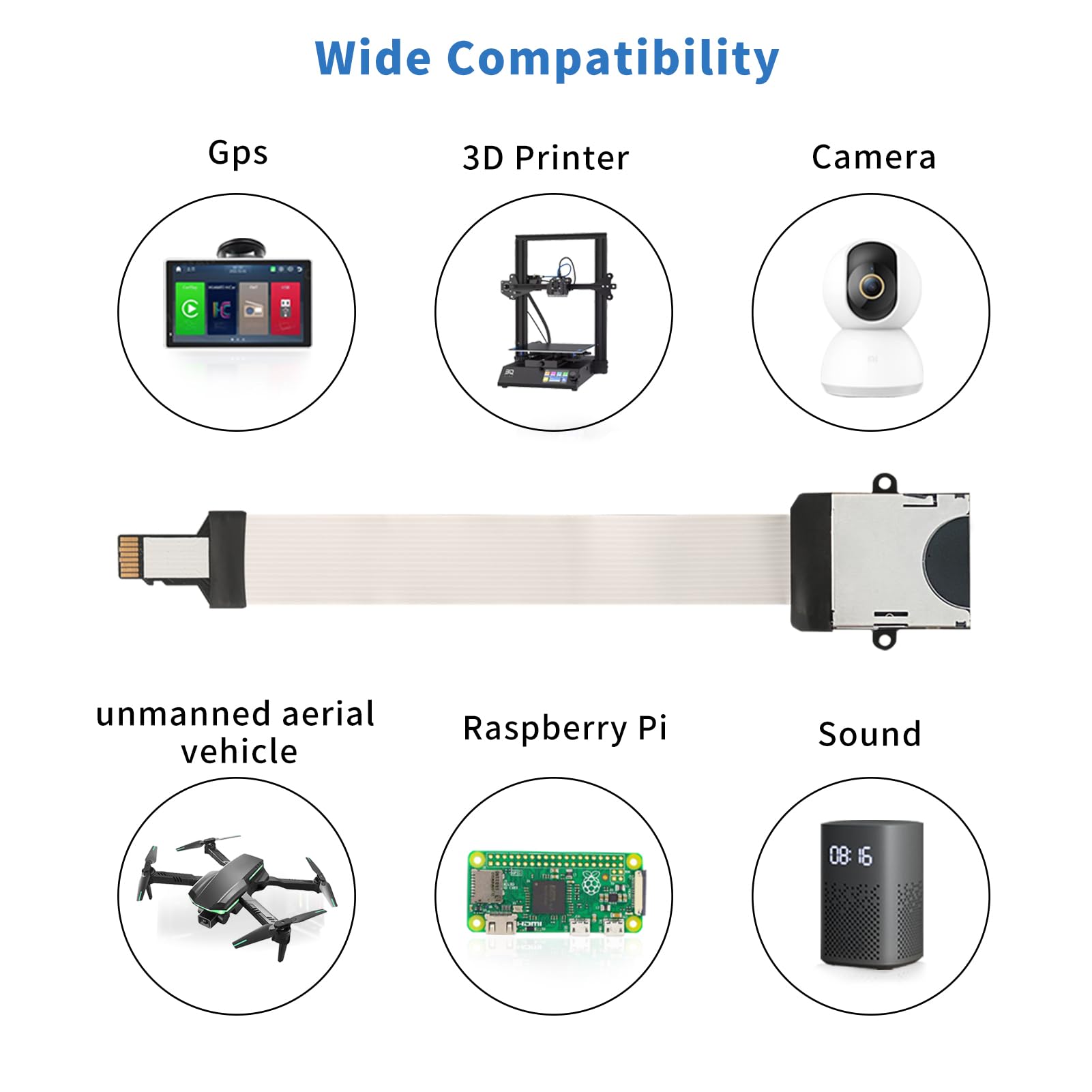 3D Printer Micro SD to SD Card Extension Cable - 9.8 inch/25cm Male to Female Memory Card Adapter for Camera, Raspberry Pi, and 3D Printing Accessories