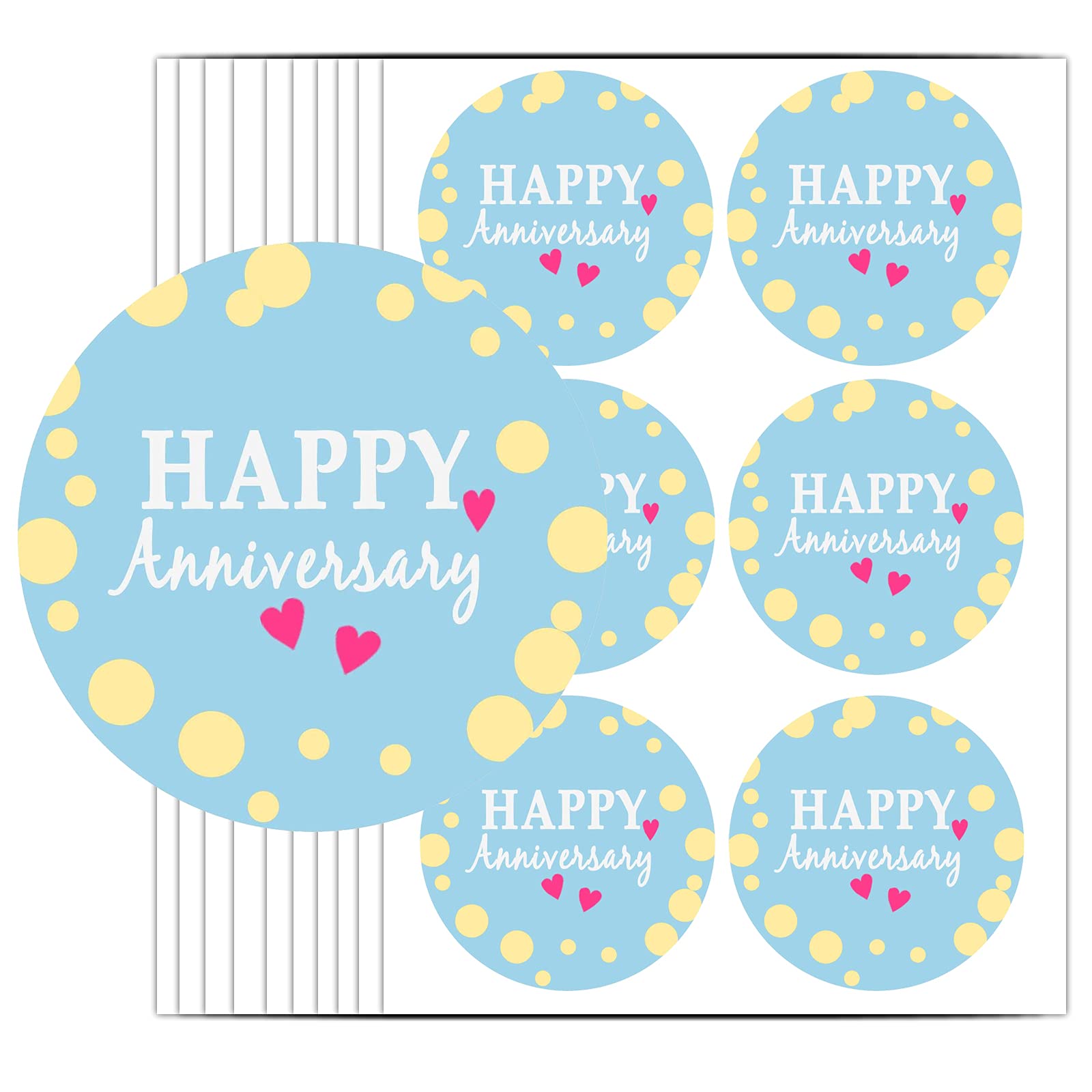 2 Inch Happy Anniversary Party Favor Stickers - Wedding Candy & Cookie Bag Labels - Elegant Party Decorations for Adults - Perfect for Anniversary Celebrations, Wedding Favors & Special Events