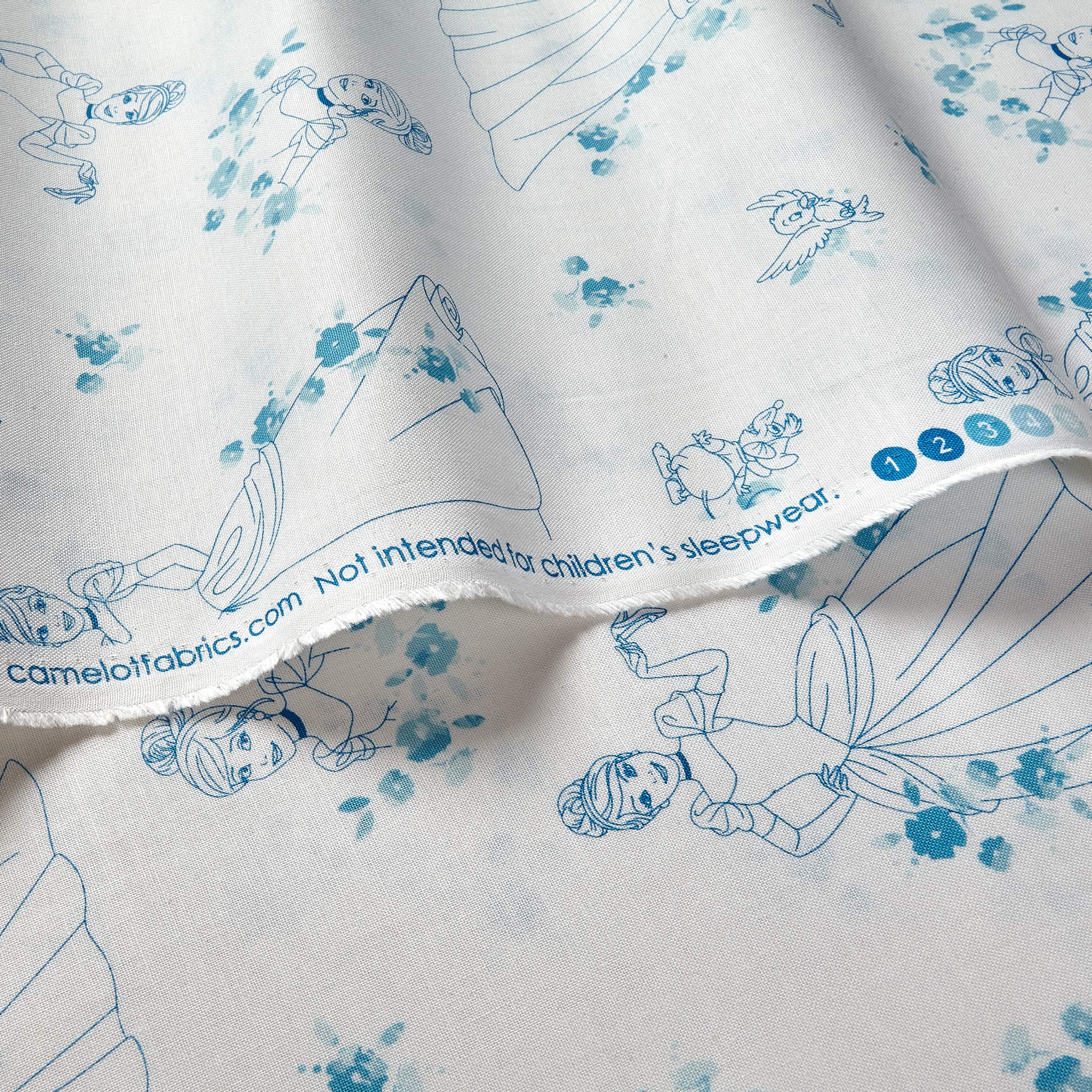 Disney Forever Princess Cinderella Toile Quilt Fabric by The Yard - Blue Cotton Fabric for Quilting, Sewing & DIY Projects | Perfect for Bedding, Home Decor & Crafting