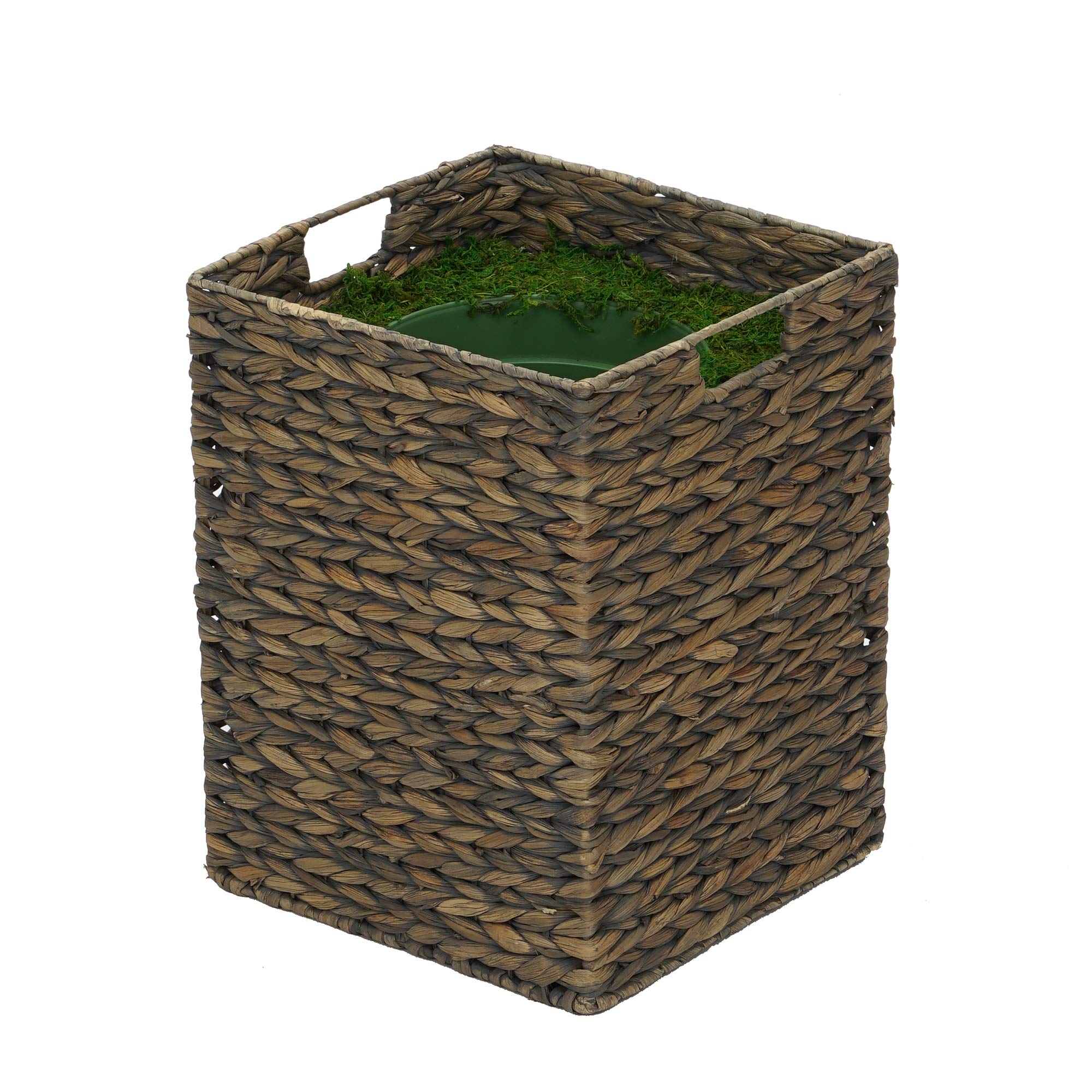 Large Square Water Hyacinth Basket Planter - Grey Wash House of Silk Flowers - Perfect for Indoor/Outdoor Decor, Home Garden Planters & Boho Chic Style