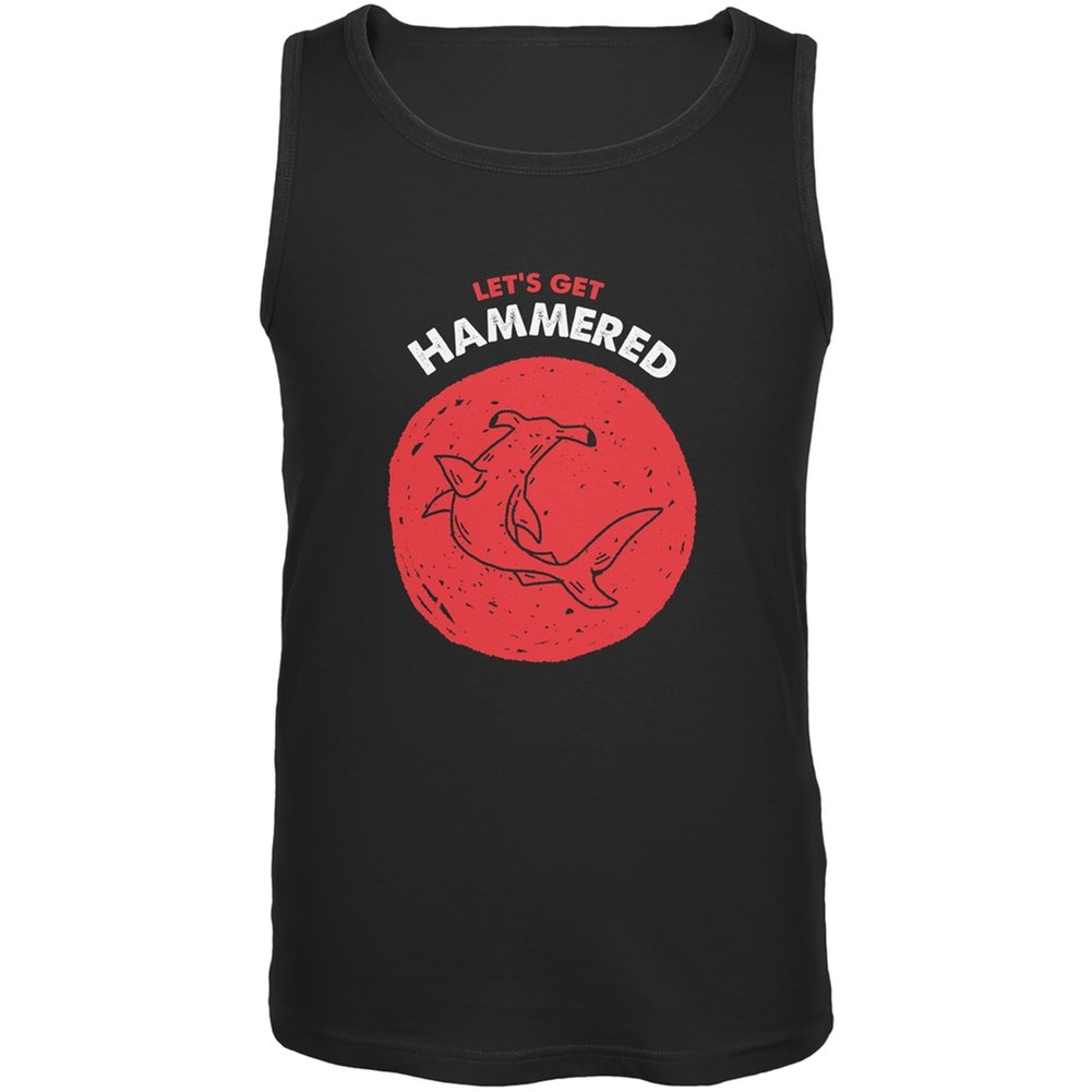 Shark Black Adult Tank Top for Men - Funny Drinking Graphic Tee - Perfect for Beach Parties, Bar Hopping & Casual Outings