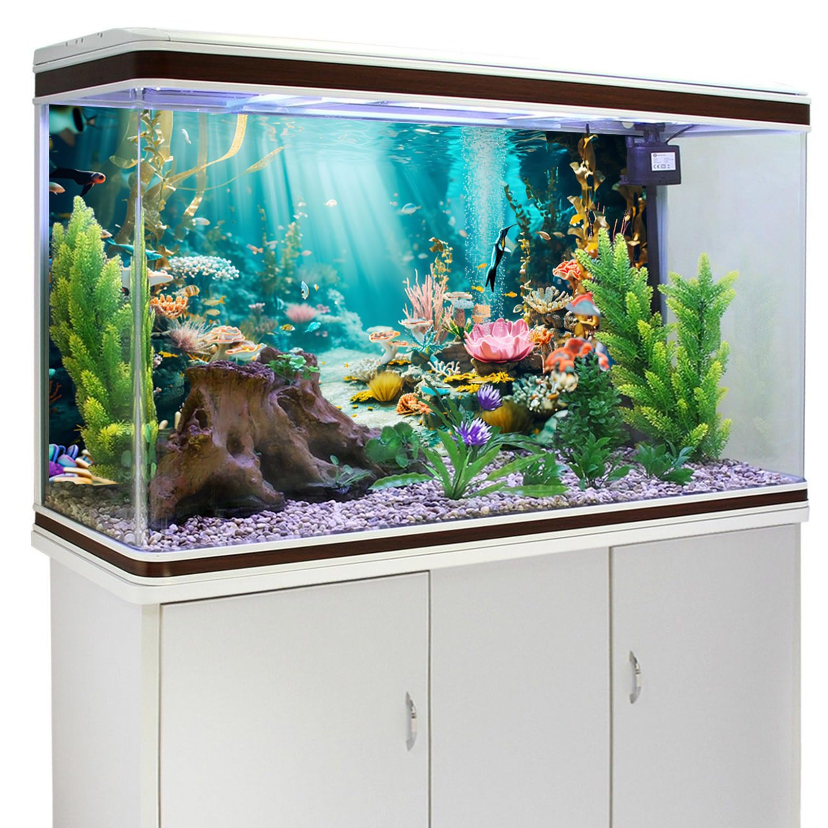 Premium 24x16 Inch Aquarium Background - Coral Seaweed Reef Rock Underwater Scene for Tropical Fish Tanks, Reptile Terrariums & Bearded Dragon Habitats | Vibrant Fish Tank Backdrop for Home & Office Decor