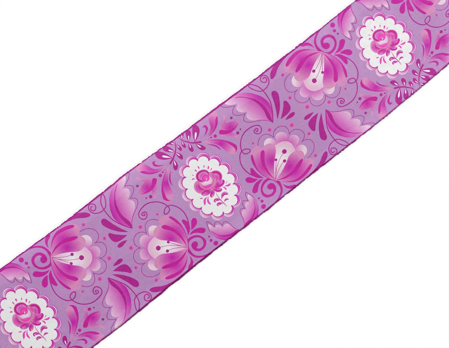 Indian Beautiful Art Purple Leaves & Floral Printed Ribbon Trim - 9 Yard Dupion Fabric Lace for Crafts, Sewing Accessories (4 Inches Wide) - Perfect for DIY Scrapbooking, Wedding Decorations & Costume Design