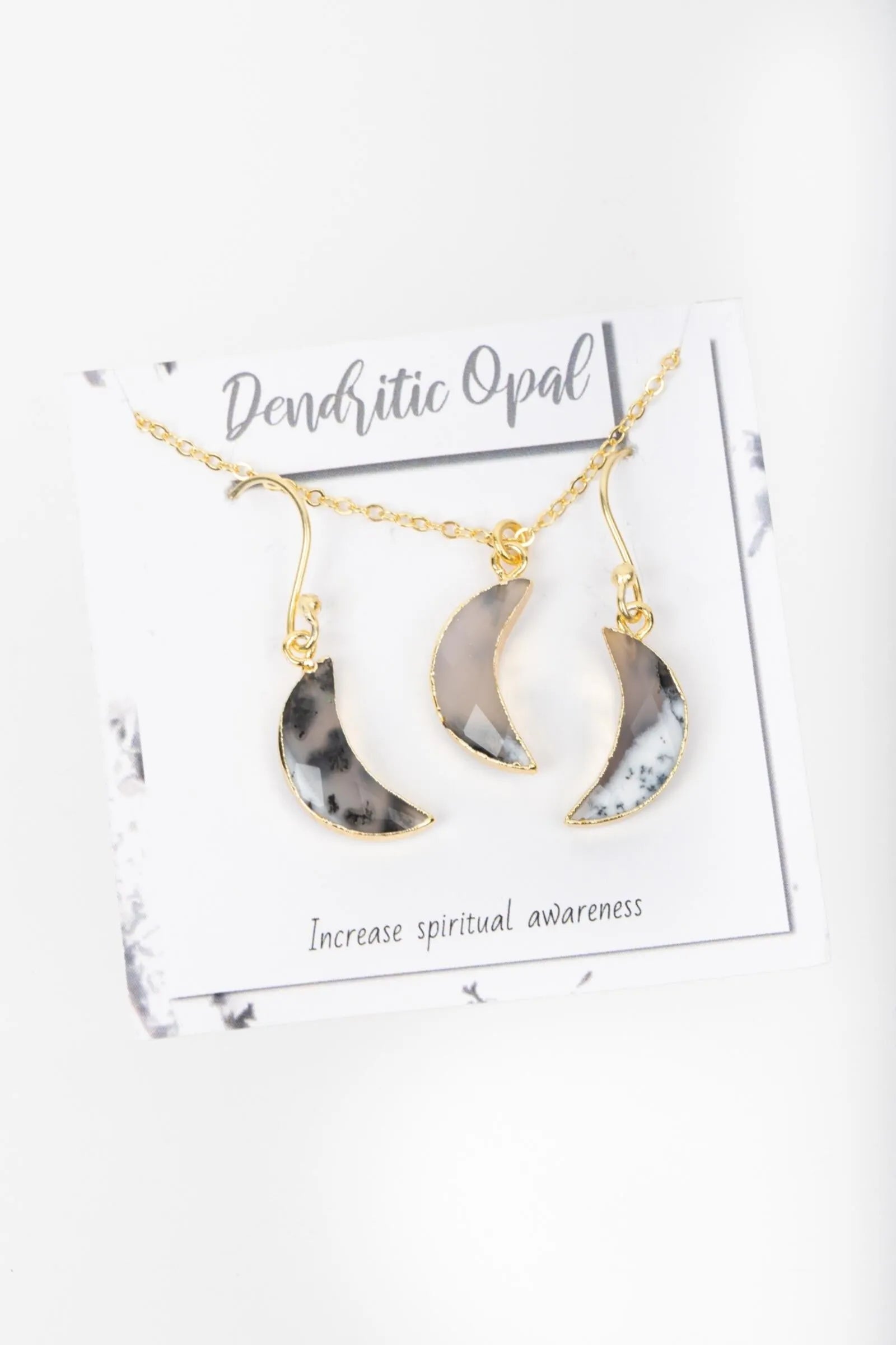 Moon Gemstone Mini Earring and Necklace Set - Sterling Silver Dainty Jewelry for Women | Perfect for Everyday Wear, Date Nights & Special Occasions