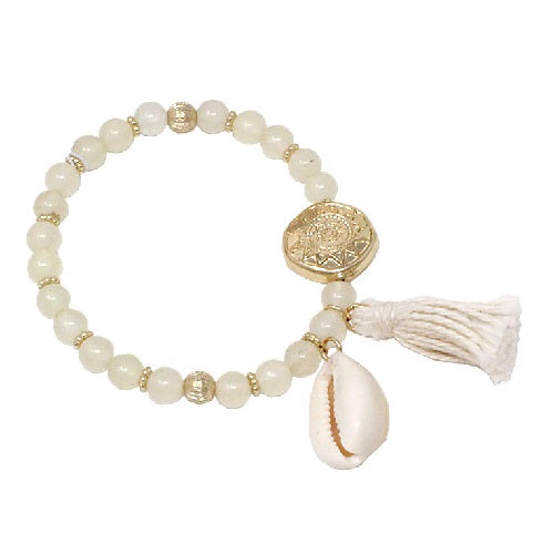 Natural Glass Beads with Shell Accents - Handmade Jewelry Making Supplies for DIY Necklaces, Bracelets, and Craft Projects