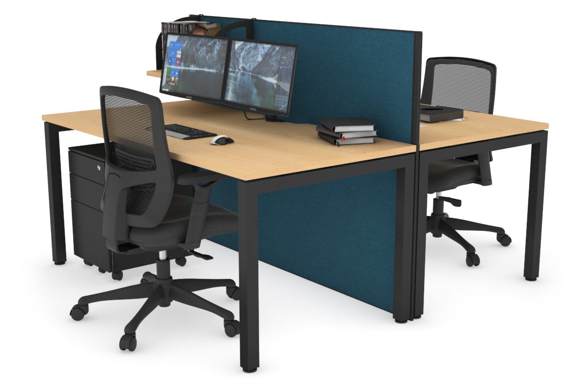 Horizon Quadro 2-Person Office Workstation Bench with Square Legs - 1800L x 800W Dimensions, Cable Management Scallop - Perfect for Shared Workspaces & Collaborative Office Environments