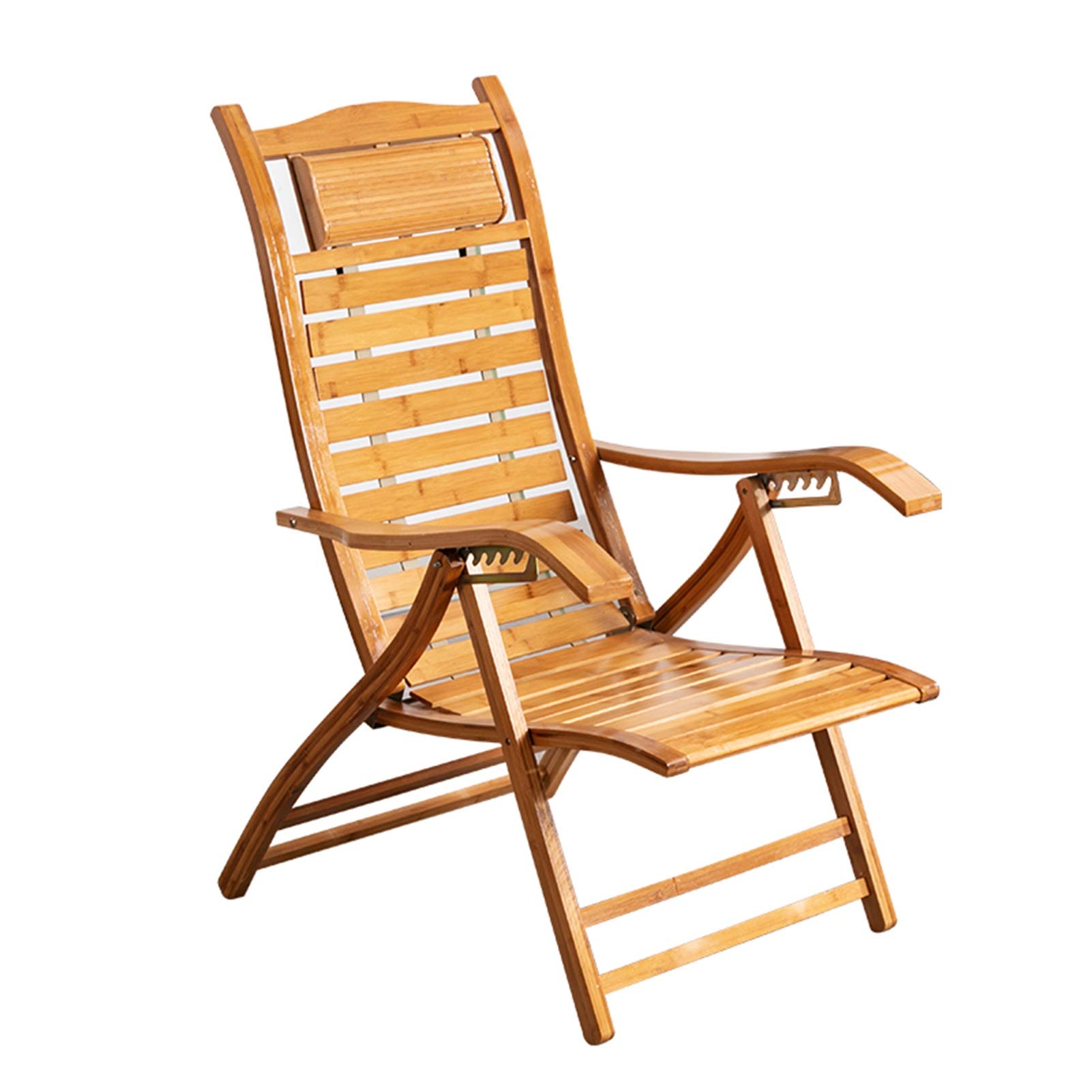 Adjustable Wooden Folding Recliner Chair - 5-Position Backrest with Headrest, Outdoor Sun Lounger for Garden, Balcony & Patio | Perfect for Relaxing, Sunbathing & Napping