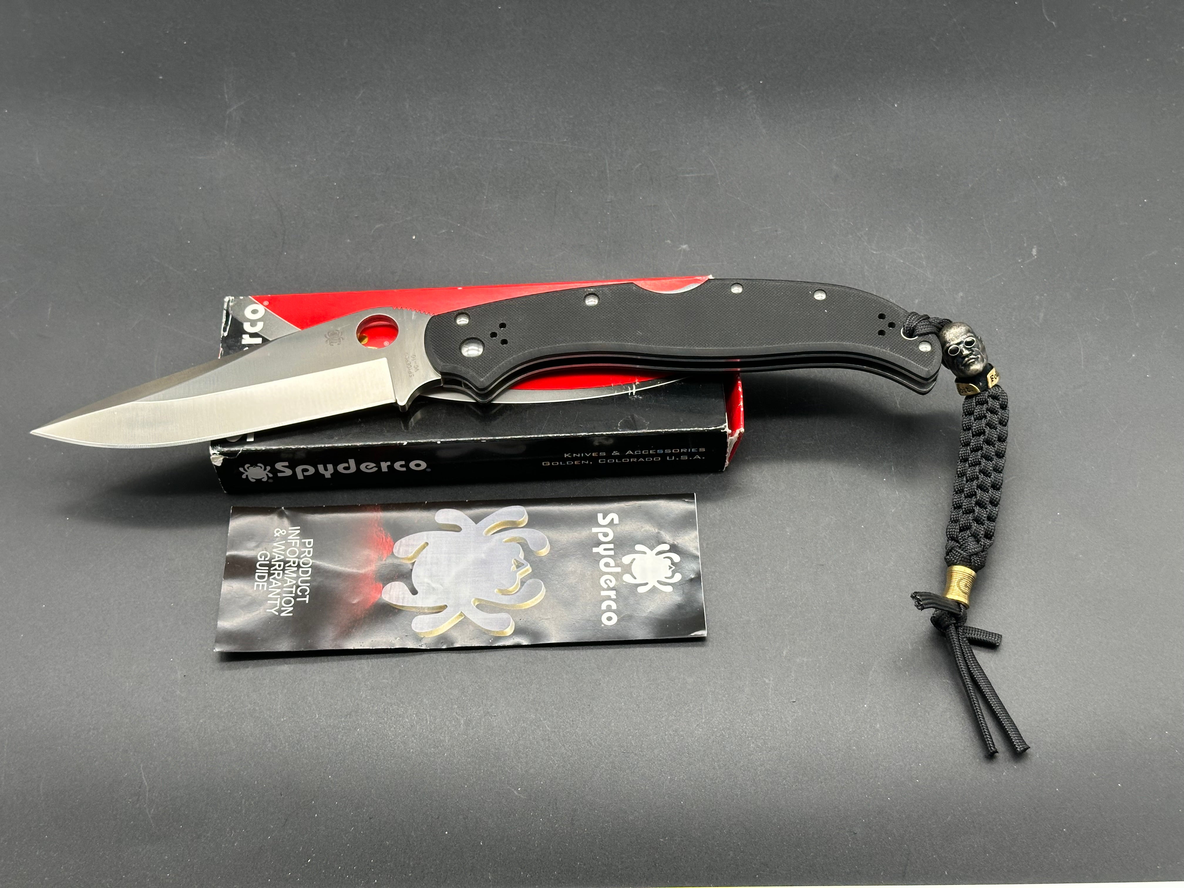 Spyderco Tatanka PowerLock Folding Knife - Black G-10 Handle, 5.06