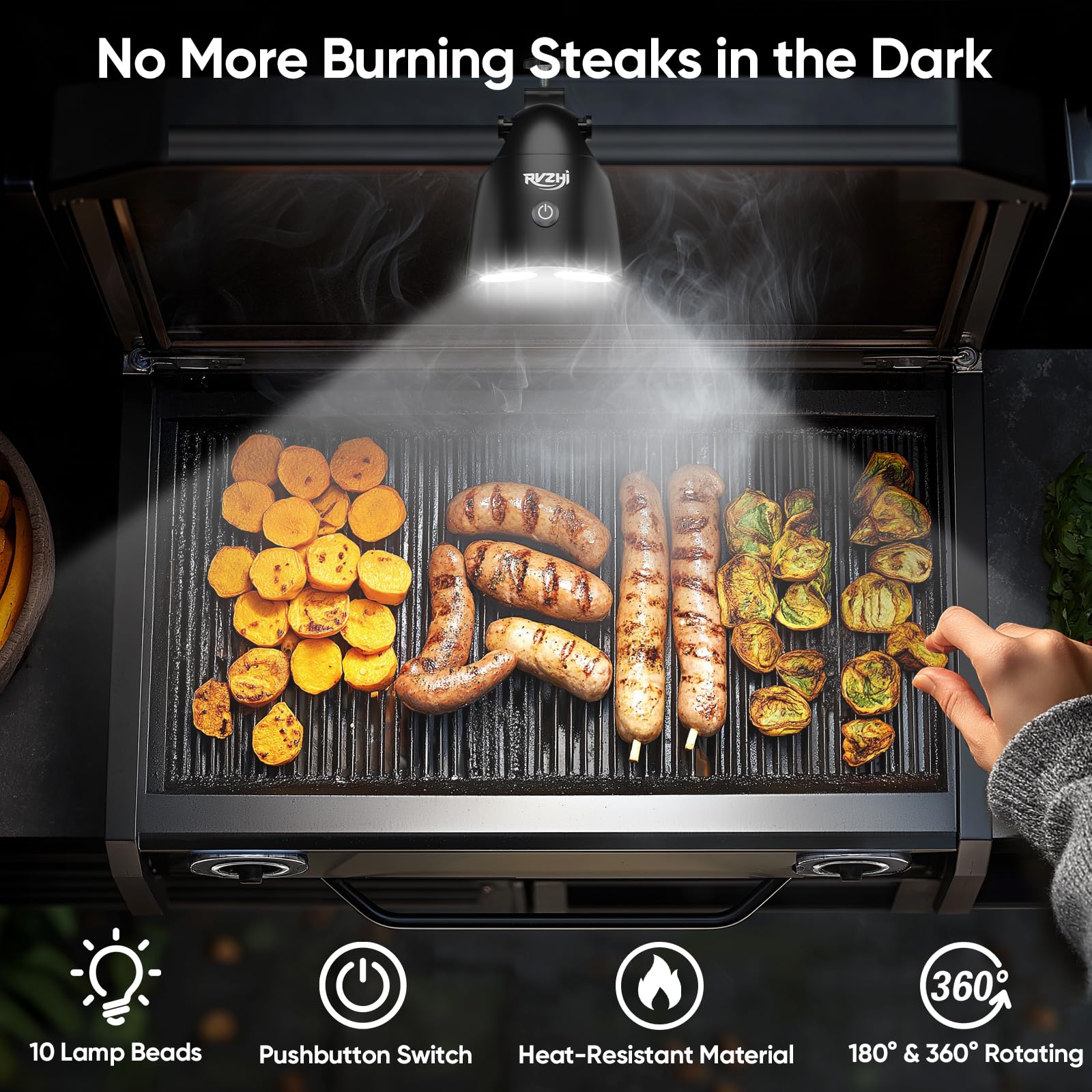 **Grill Light for BBQ - 2 Brightness Settings, Battery Included - Perfect Outdoor Grilling Accessories for Men, Father's Day Gifts for Dad & Husband - Ideal for Nighttime Grilling, Camping, and Backyard BBQs**