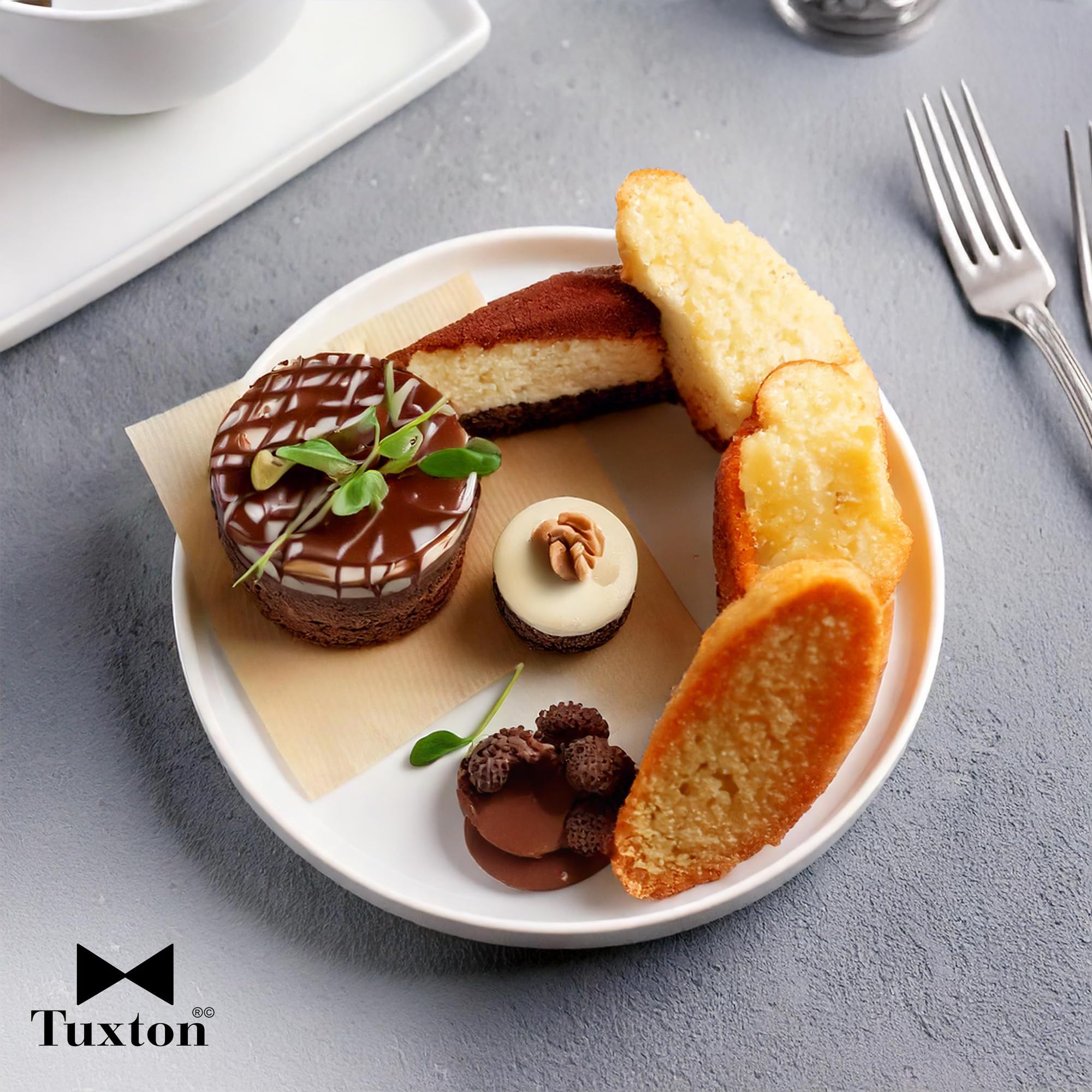 Tuxton Zion Plate Straight Side - Set of 12, 8.25 x 0.75 Inch Matte White Dinner Plates - Lifetime Edge Chip Warranty - Microwave, Oven & Dishwasher Safe - Perfect for Restaurants, Catering & Everyday Dining