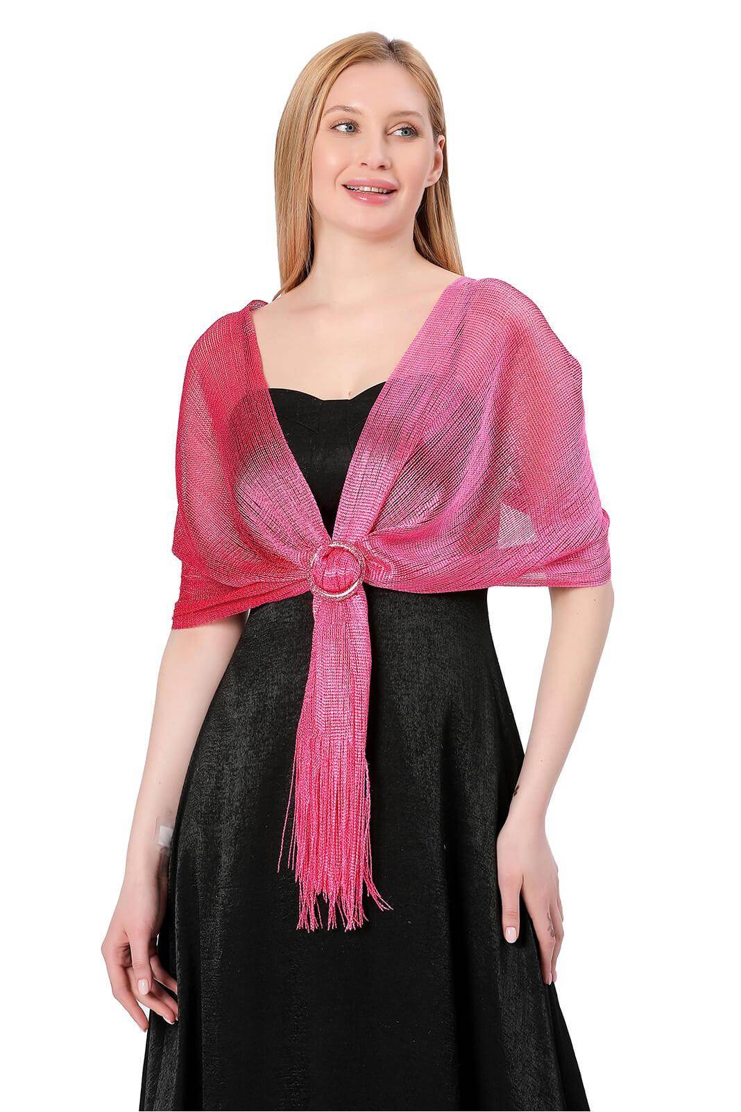 Elegant Polyester Shawl with Tassels and Clasp - CJ0103 - Perfect for Women's Fashion, Parties, and Winter Accessories