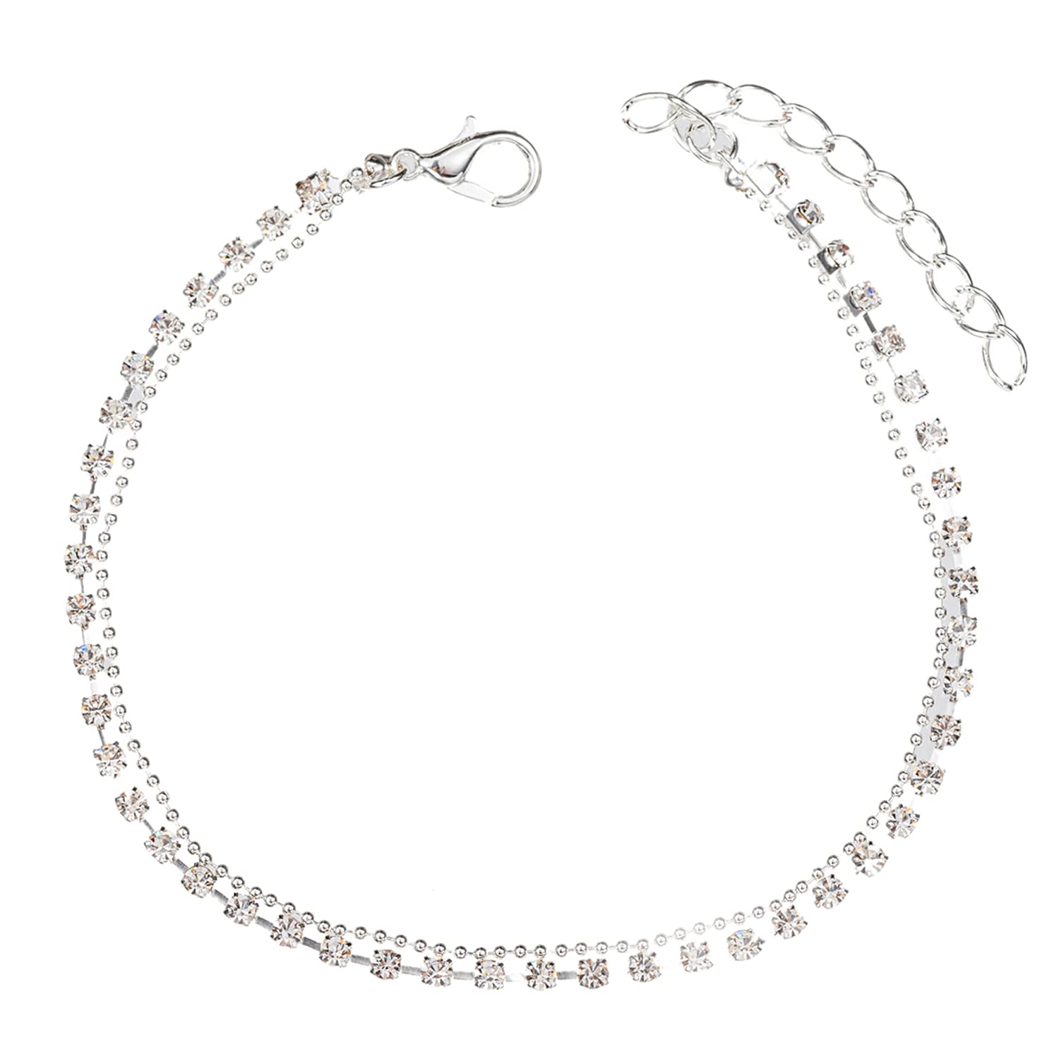 18K Gold Plated Silver Beaded Tennis Chain Ankle Bracelet for Women & Girls - Elegant Foot Jewelry for Parties, Weddings & Everyday Wear | Perfect Gift for Date Nights, Beach Vacations, Special Occasions & Summer Outfits | Great for Dressing Up with Sandals, Dresses & Summer Fashion