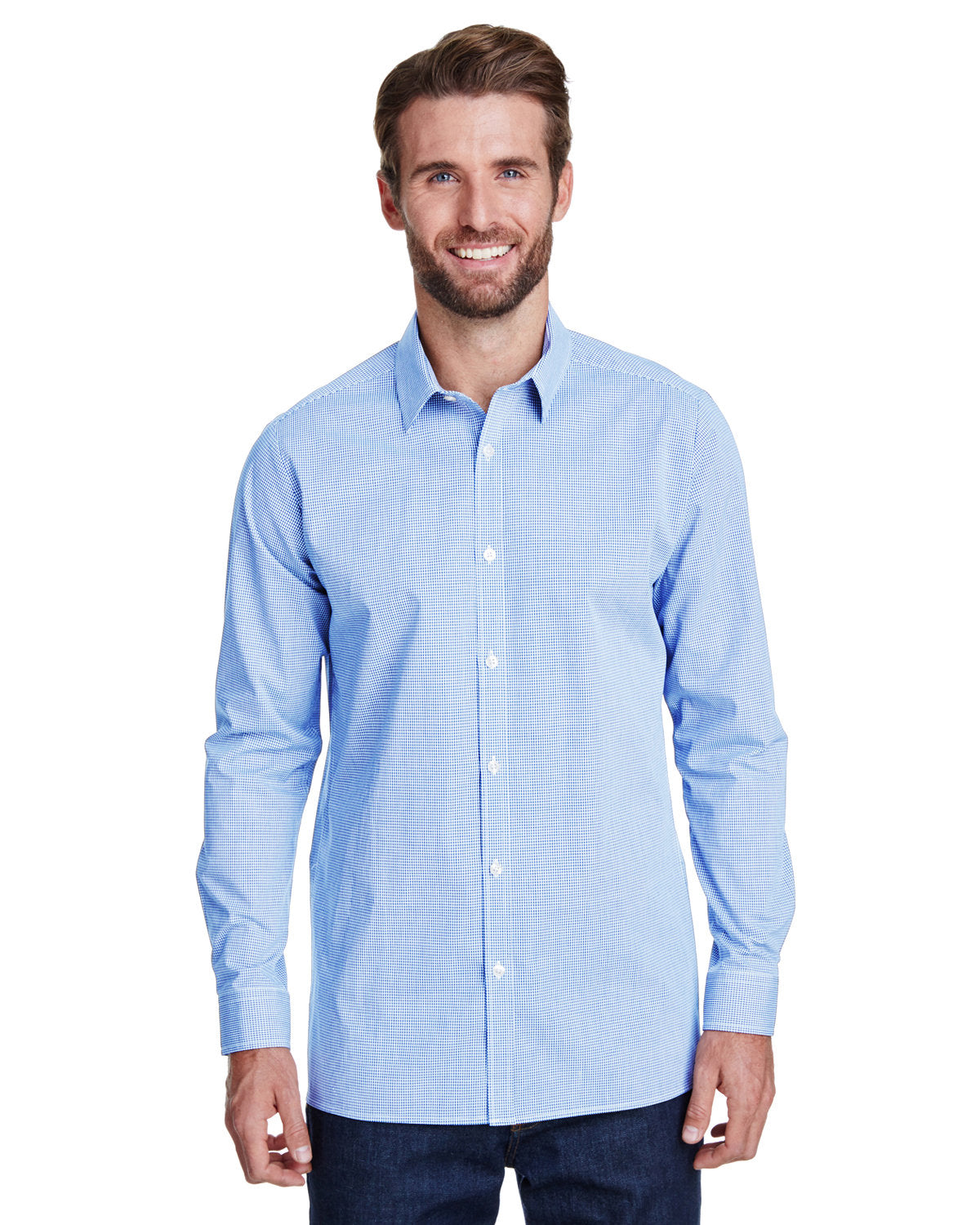 Reprime RP220 Men's Microcheck Gingham Long Sleeve Cotton Shirt - Premium Artisan Collection for Business Casual & Office Wear