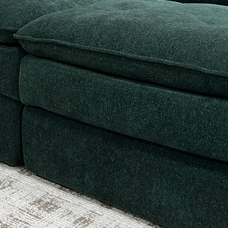 Dark Green L-Shaped or Straight Sofa with Chaise - Right Hand Facing, Symmetrical & Horizontal Orientation - Perfect for Living Rooms, Home Theaters & Modern Apartments