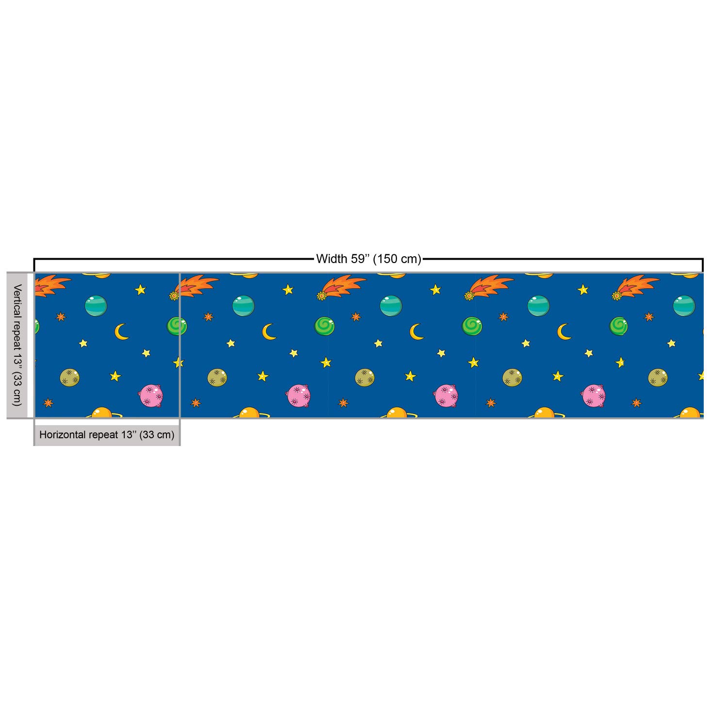 Ambesonne Outer Space Fabric by The Yard - Alien Planets, Shooting Stars, Saturn & Moon Universe Print - Decorative Upholstery Fabric for Sofa, Curtains, Pillows - Perfect for Space Themed Bedroom, Nursery Decor