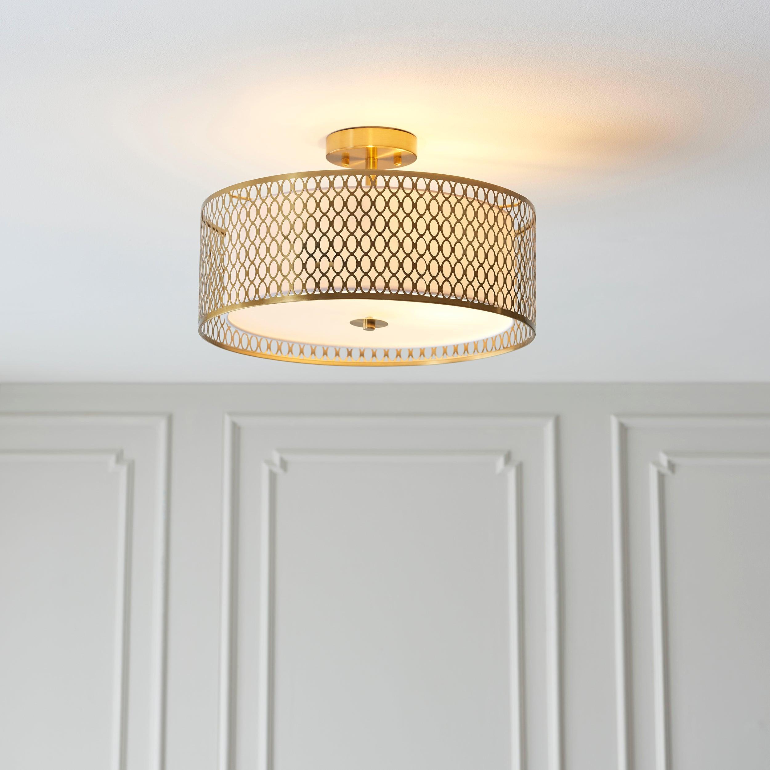 Cordero 3-Light Gold Flush Mount Ceiling Light Fixture - Modern Lighting for Bedroom, Living Room & Hallway