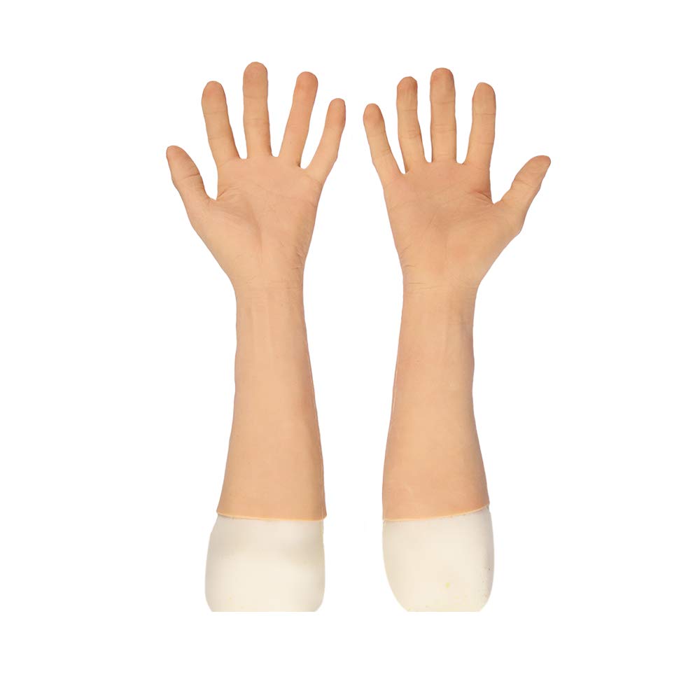 Realistic Male Silicone Gloves - Old Man Prosthetic Hands Sleeves for Cosplay, Halloween Costume, Scar Cover - Perfect for Theatrical Performances, Horror Events & Special Effects Makeup