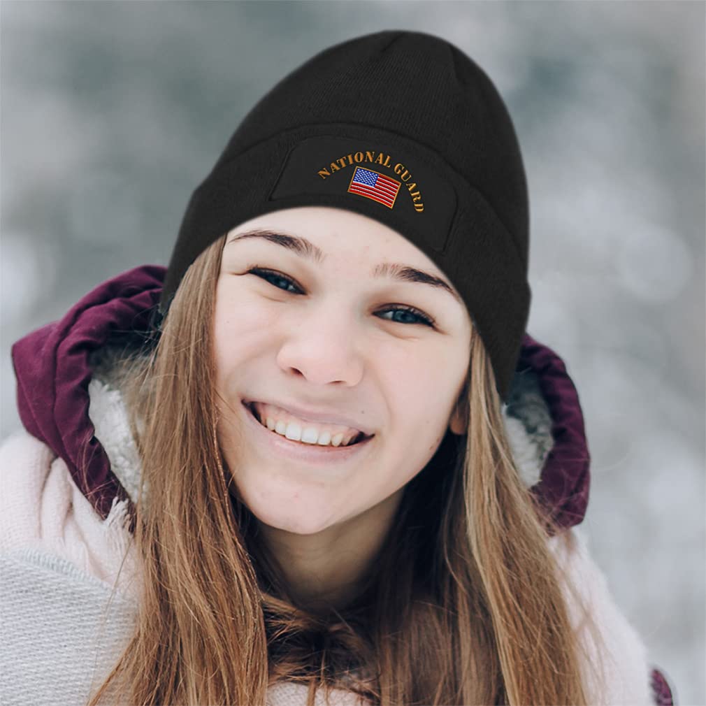 National Guard Embroidered Acrylic Skull Cap Beanie for Men & Women - Warm Winter Hat for Military Supporters & Outdoor Activities