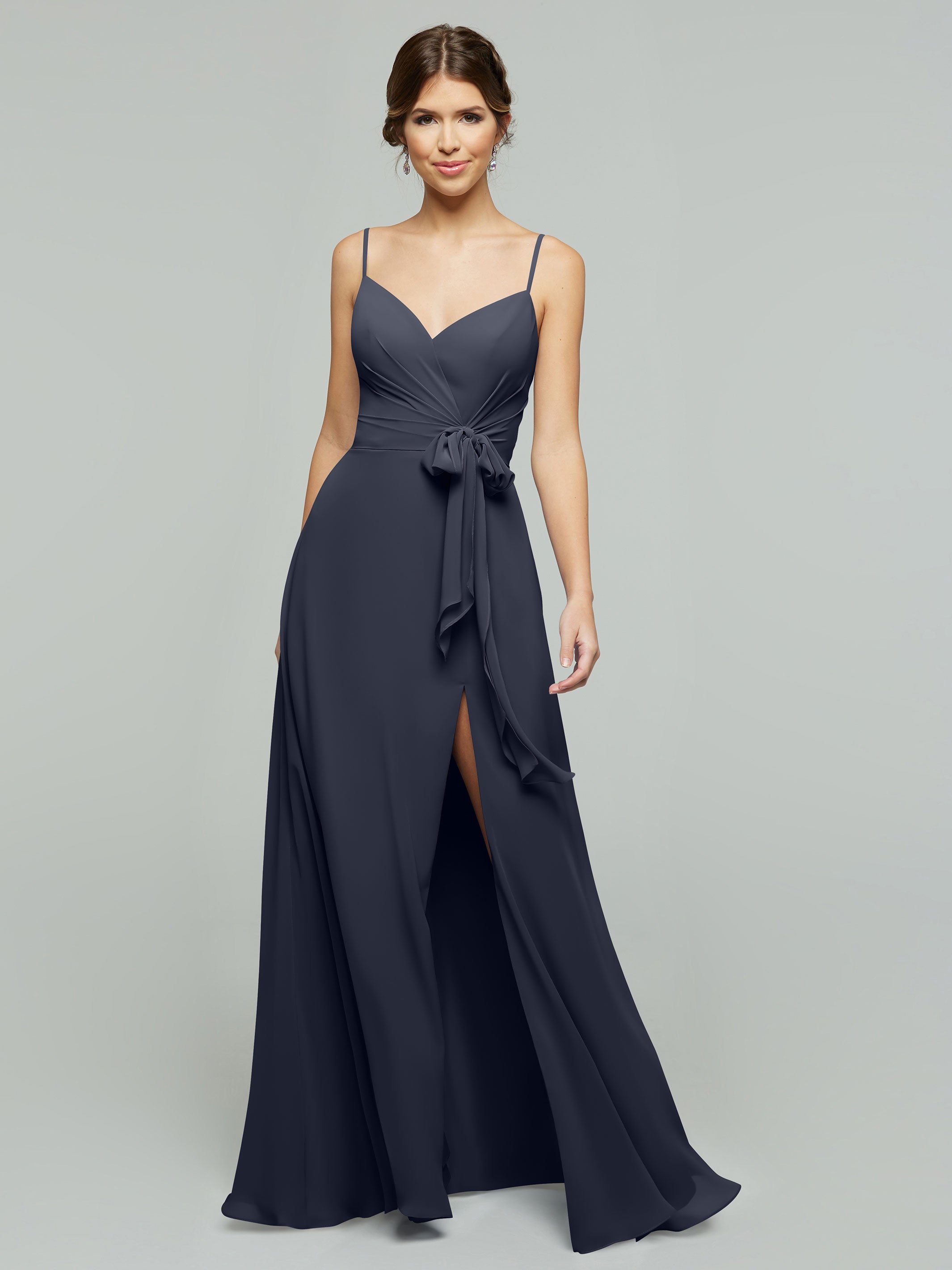 Elegant 80182 Chiffon A-Line Bridesmaid Dress with V-Neck & Spaghetti Straps - Perfect for Weddings, Prom, Formal Events & Special Occasions