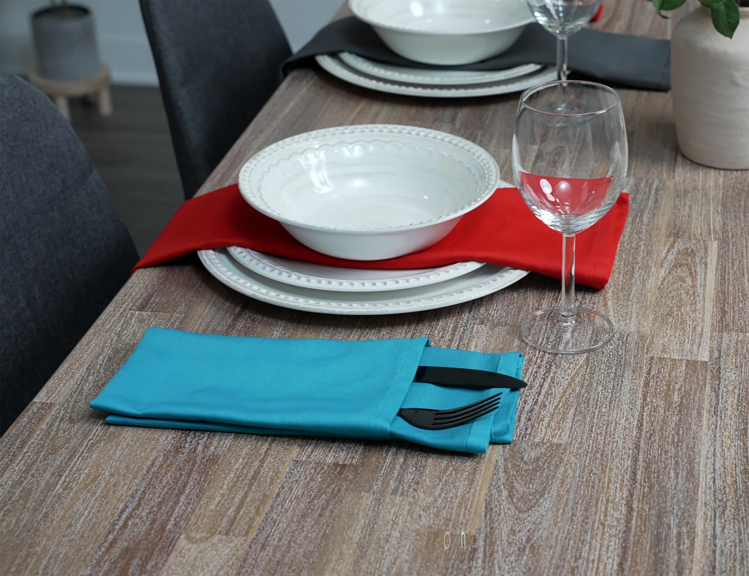 Premium 24-Pack Ruvanti 18x18 Inch Washable Cotton Blend Cloth Napkins - Soft, Durable & Highly Absorbent for Christmas, Weddings, Restaurants & Dinner Parties - Multi Color Table Linens for Elegant Dining & Special Occasions