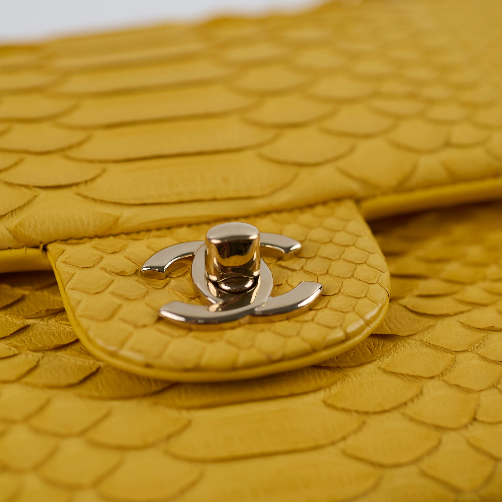 Chanel Python Leather Medium M/L Classic Flap Bag Yellow Series 22 - Luxury Designer Handbag for Women, Perfect for Parties, Weddings & Special Occasions