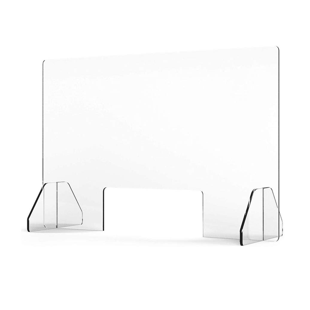 YFMMM Clear Acrylic Sneeze Guard Panel - 40x40cm Protective Desk Divider with Small Opening for Counter & Office Use - Ideal for Reception, Retail, and Workspace Safety