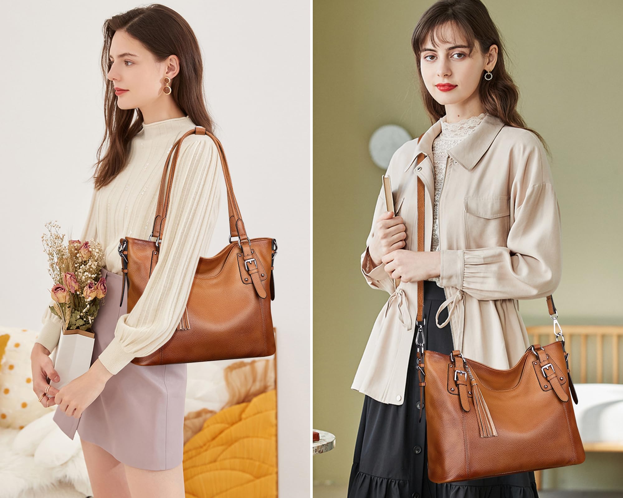Genuine Leather Women's Shoulder Bag - Stylish Tote & Crossbody Purse for Ladies - Soft & Durable Handbag for Work, Travel & Everyday Use