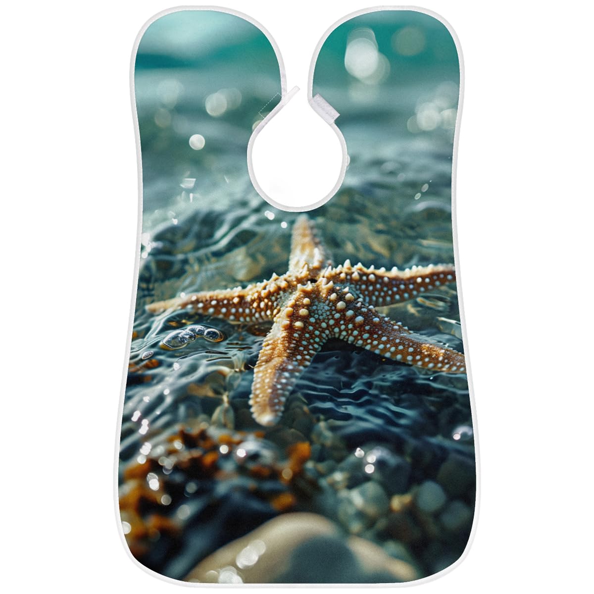 Men's Sea Shell Starfish Beard Shaving Bib - Waterproof Hair Dye Apron for Barbers & Stylists - Sink Hair Catcher for Beard Trimming & Lineup - Perfect Gift for Grooming & Salon Use
