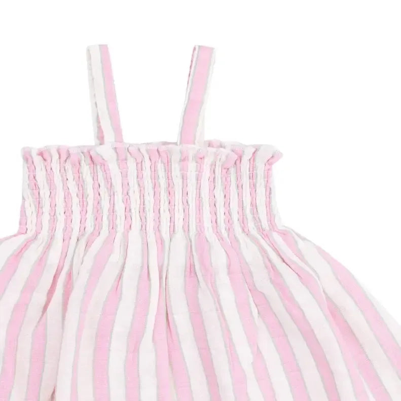Angel Dear Organic Muslin Smocked Top & Bloomer Set - Candy Stripe | Soft Baby Outfit for Newborns, Infants & Toddlers | Perfect for Playtime, Photo Shoots & Special Occasions