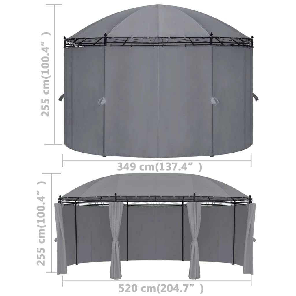 vidaXL Anthracite Outdoor Gazebo with Curtains - Powder-Coated Steel Frame & UV-Resistant Fabric - Easy Assembly (204.7