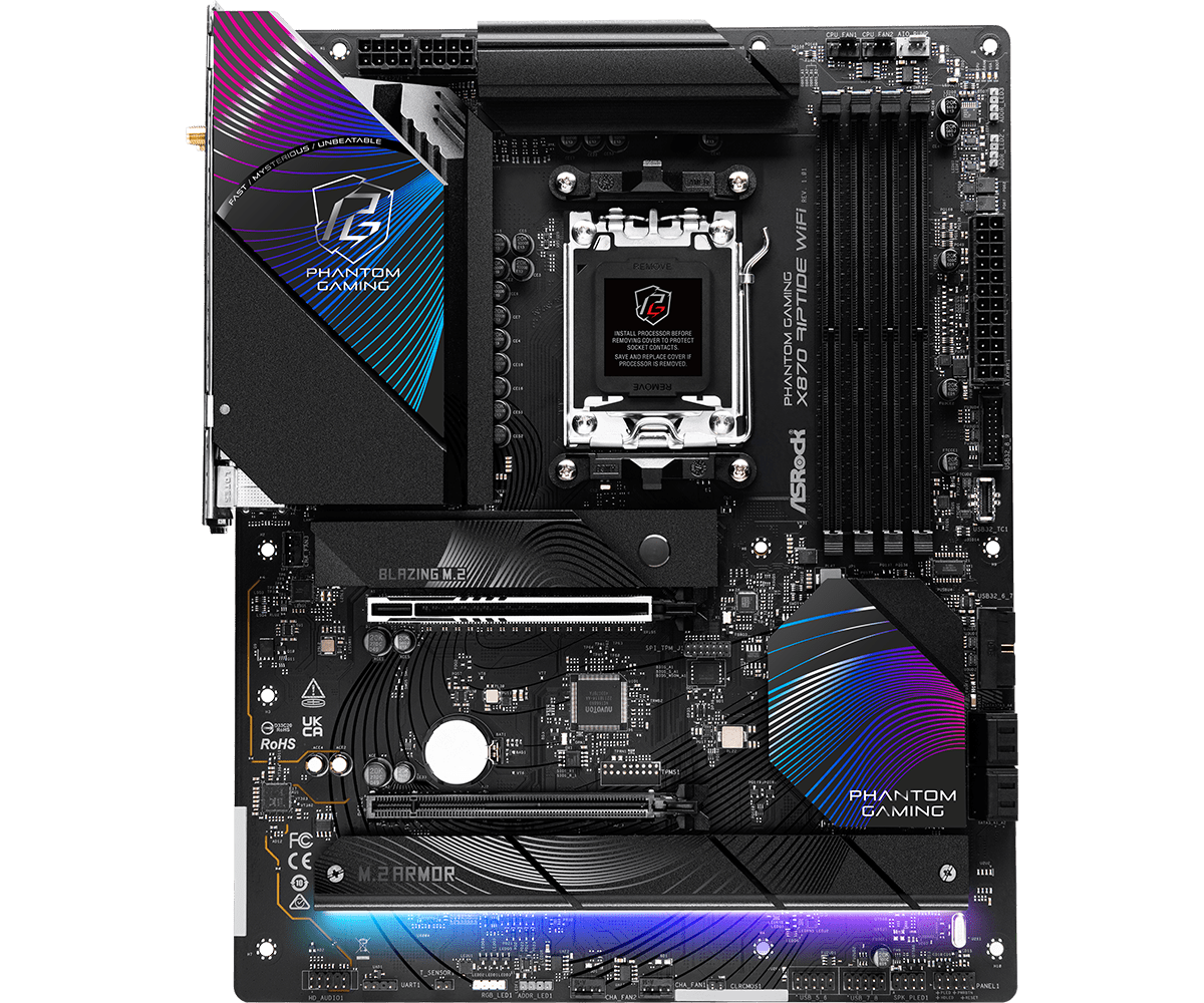 ASRock X870 Riptide WiFi AMD AM5 DDR5 ATX Gaming Motherboard - High Performance for PC Builds, Streaming & Content Creation
