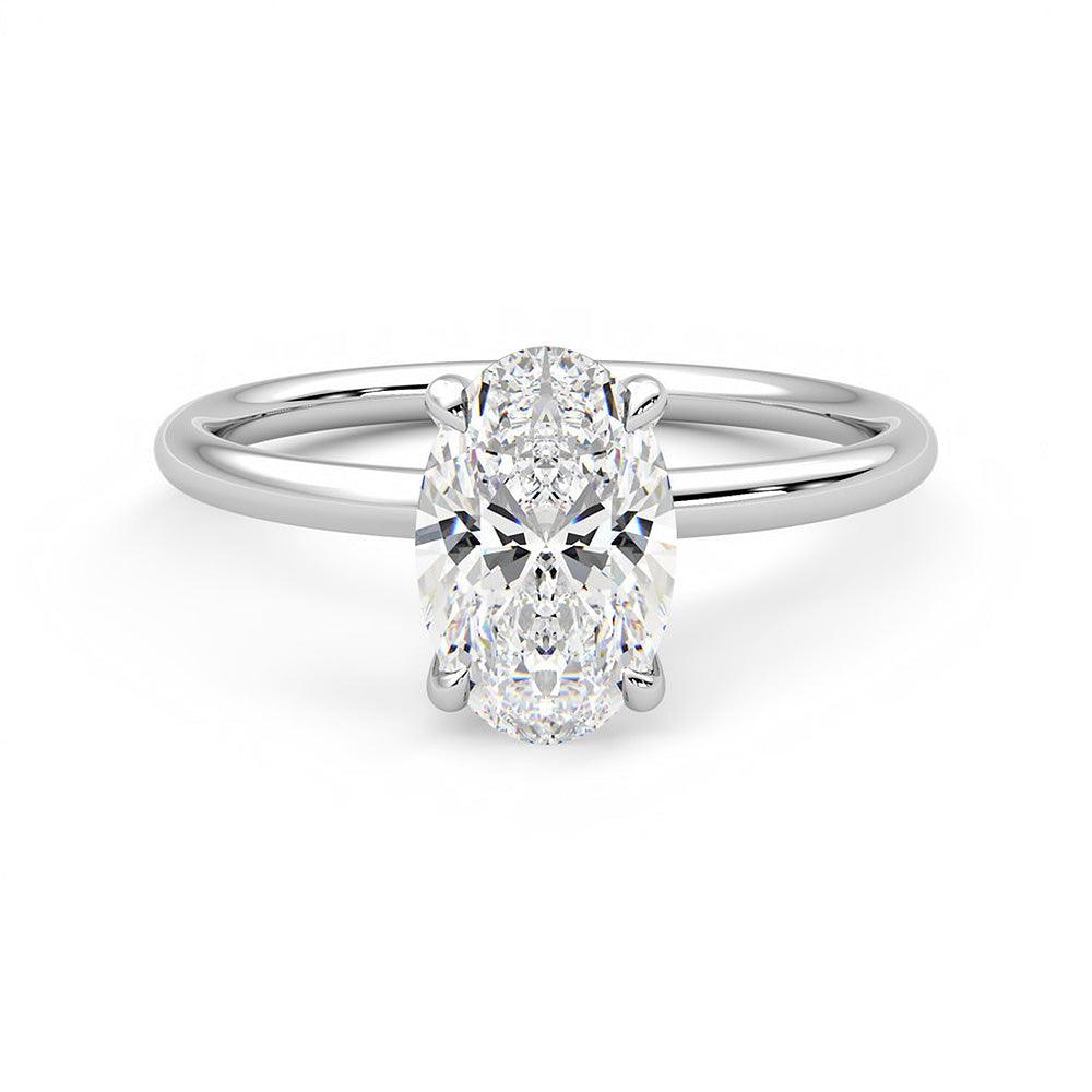 Oval Cut Solitaire Moissanite Engagement Ring with Hidden Anniversary Stone - Perfect for Proposals, Weddings & Anniversary Gifts
