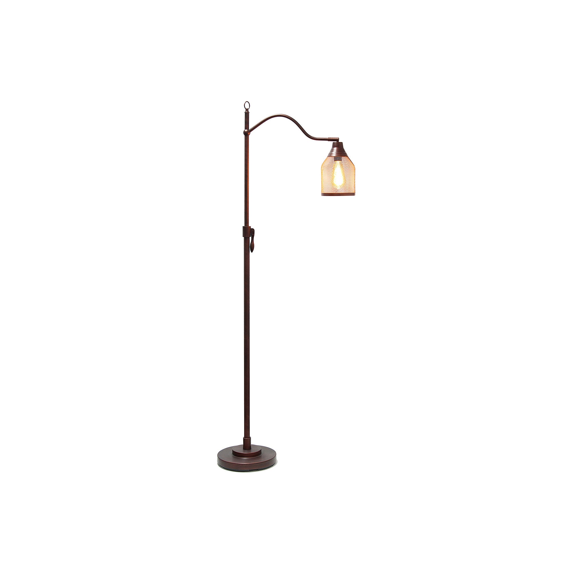 Stylish Arched Metal Mesh Shade Floor Lamp in Red Bronze - Modern Home & Office Lighting for Living Room, Bedroom, or Study