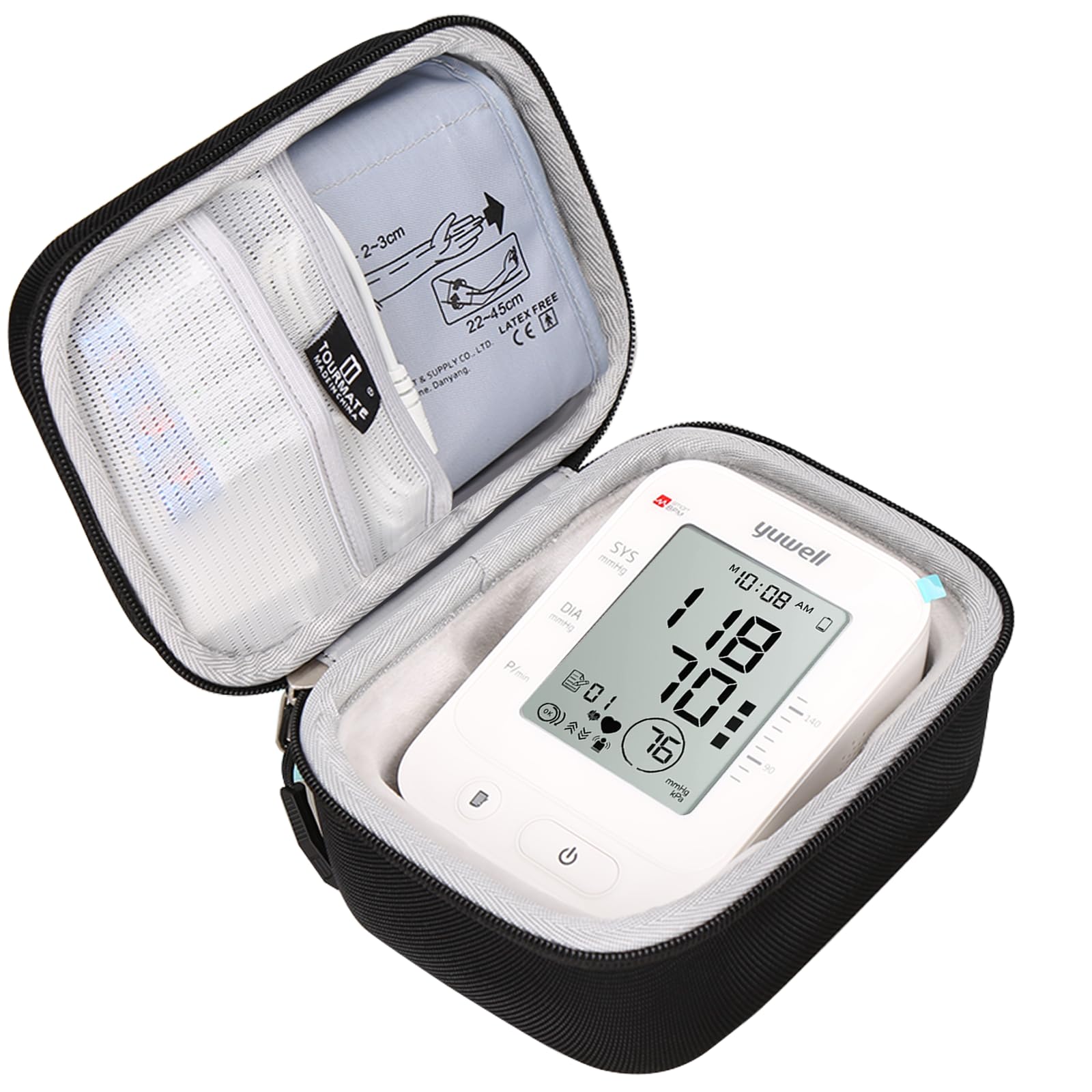 Yuwell YE660E Blood Pressure Monitor Upper Arm Cuff Hard Replacement Case - Durable Protection for Home Health Monitoring & Travel