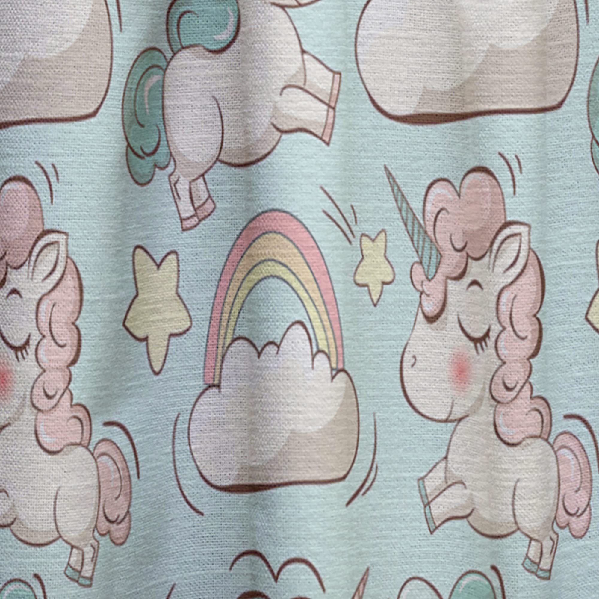 Cute Unicorns and Clouds Pattern Thermal Insulated Curtains - Single Panel 52x108 - Perfect for Bedroom & Living Room Blackout Drapes