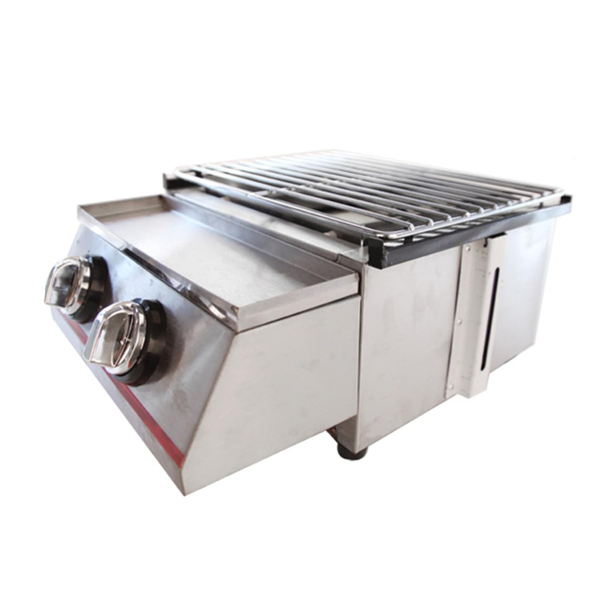 2 Burner Commercial Gas Grill - Smokeless Indoor & Outdoor BBQ Grill with Adjustable Height, LPG Propane Griddle & Removable Grill Net - Perfect for Camping, Picnics, Parties, Backyard Cookouts and Tailgating
