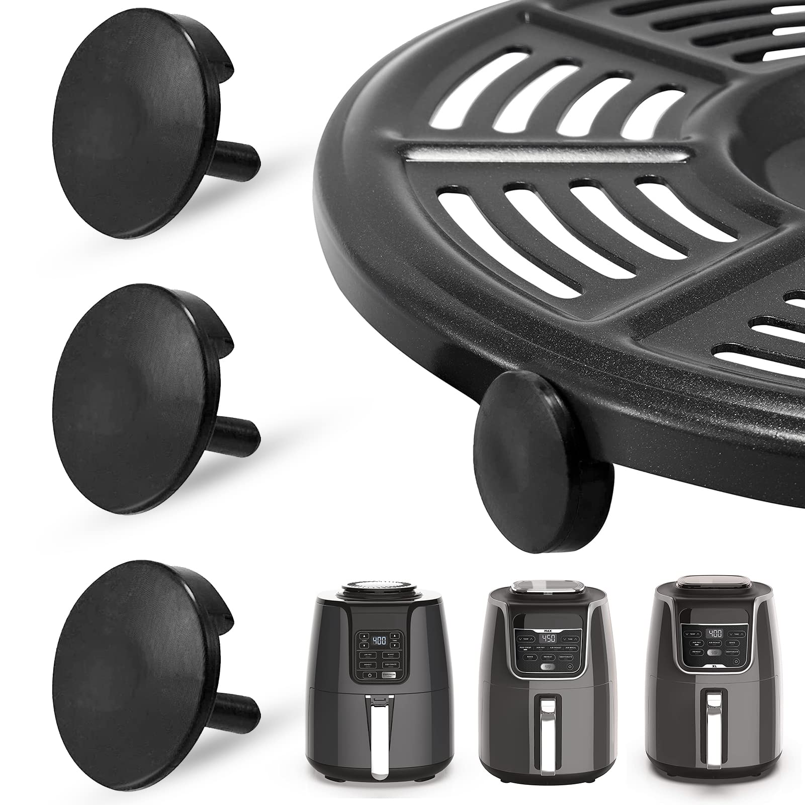 Ninja Air Fryer Rubber Bumpers - 3-Pack Heat Resistant Silicone Feet Replacement Parts for Ninja Air Fryer, Grill Pan & Crisper Plate | Food Grade, Reusable Accessories | Perfect for Kitchen Safety & Preventing Scratches