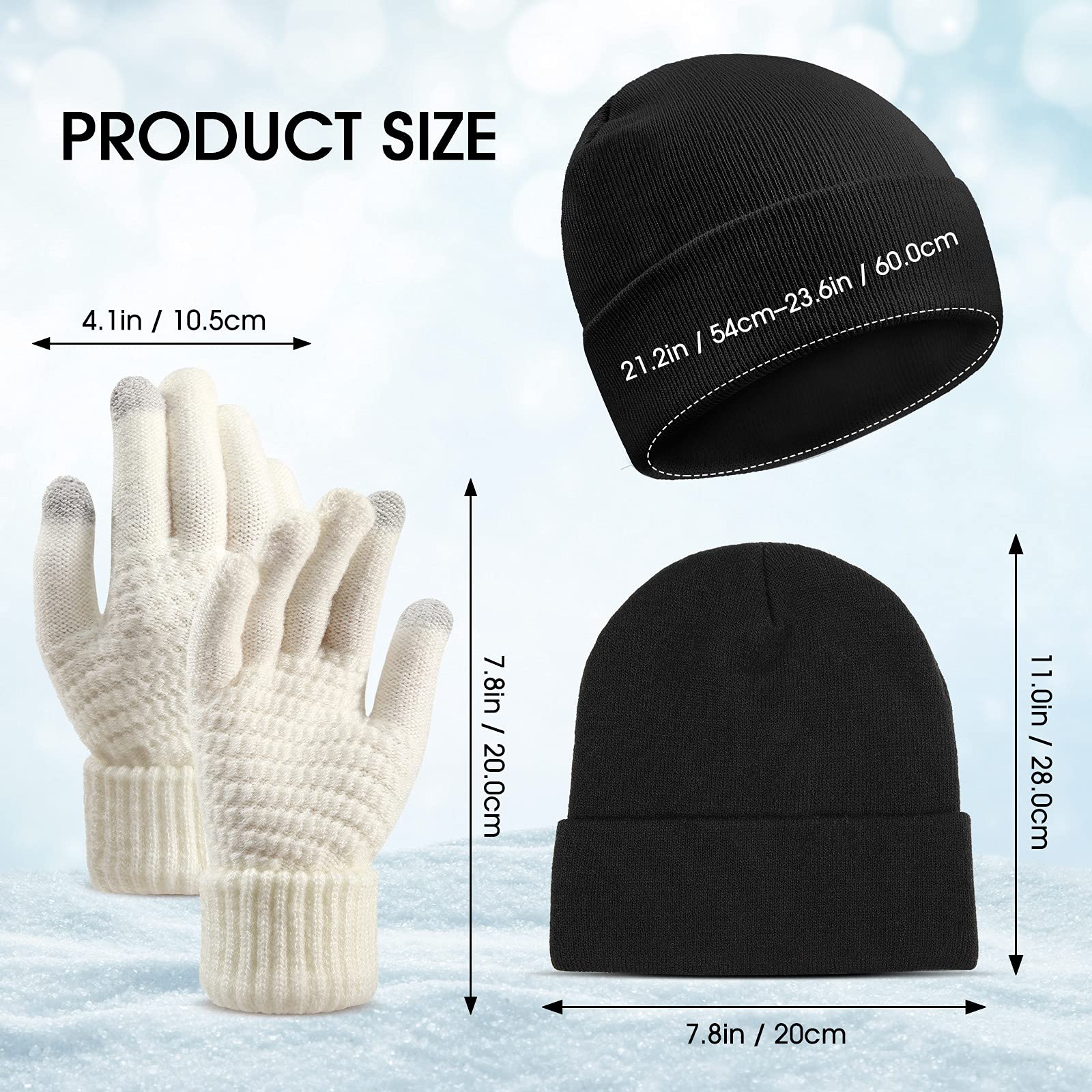 6-Piece Women's Knit Beanie & Touchscreen Gloves Winter Set - Soft Skull Cap & Cute Hats for Christmas Gifts | Perfect for Cold Weather, Outdoor Activities & Holiday Presents