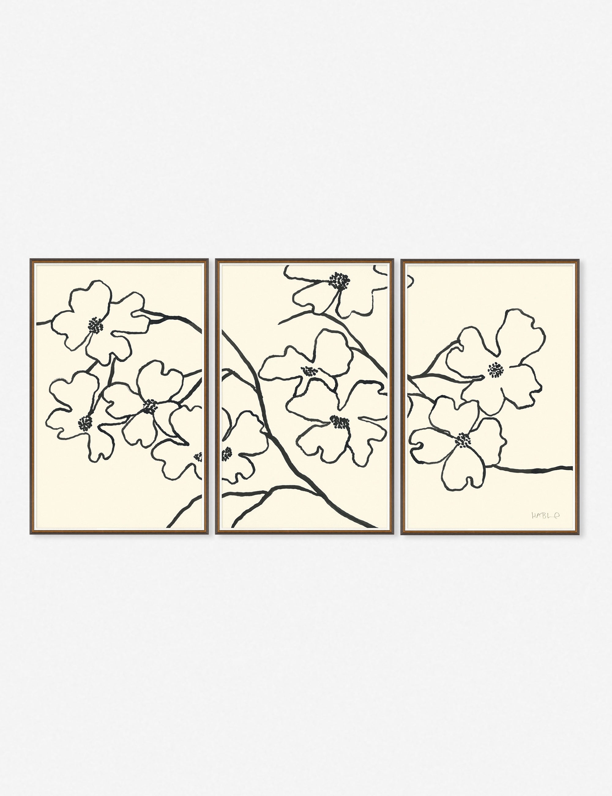 Susan Hable Dogwood Wall Art Set of 3 - Botanical Floral Canvas Prints for Living Room, Bedroom & Office Decor