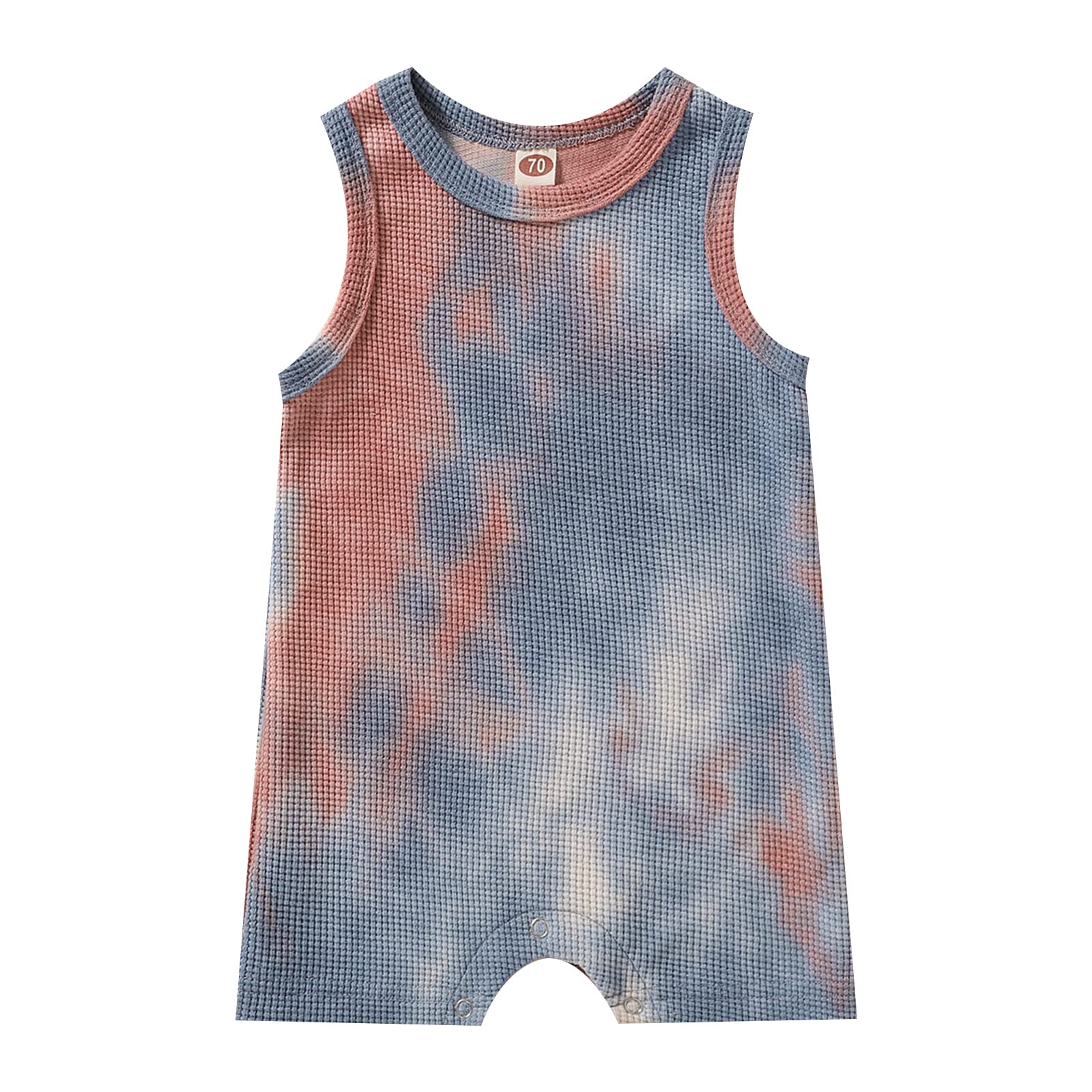 Suolongsama Newborn Baby Bodysuit - Sleeveless Waffle Playsuit with Tie-Dye Print for Girls & Boys | Perfect for Summer Outfits, Playdates & Photo Shoots