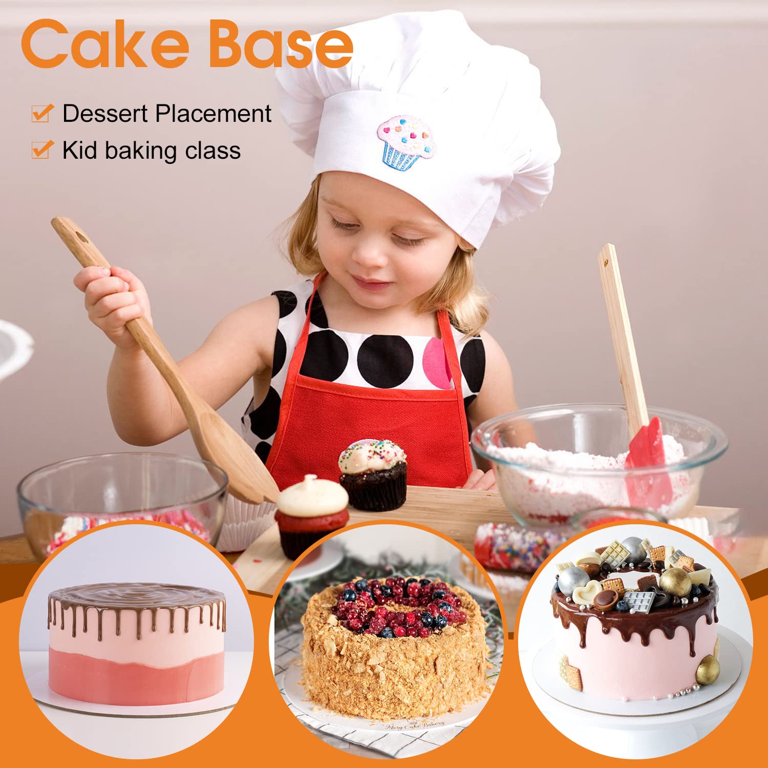 40-Pack 10 Inch Round White Cake Boards - Food-Grade Cardboard Cake Circles for Displaying Cakes, Bread, Desserts | Sturdy & Thin Cake Plates for Birthday Parties, Weddings, Bakery Displays