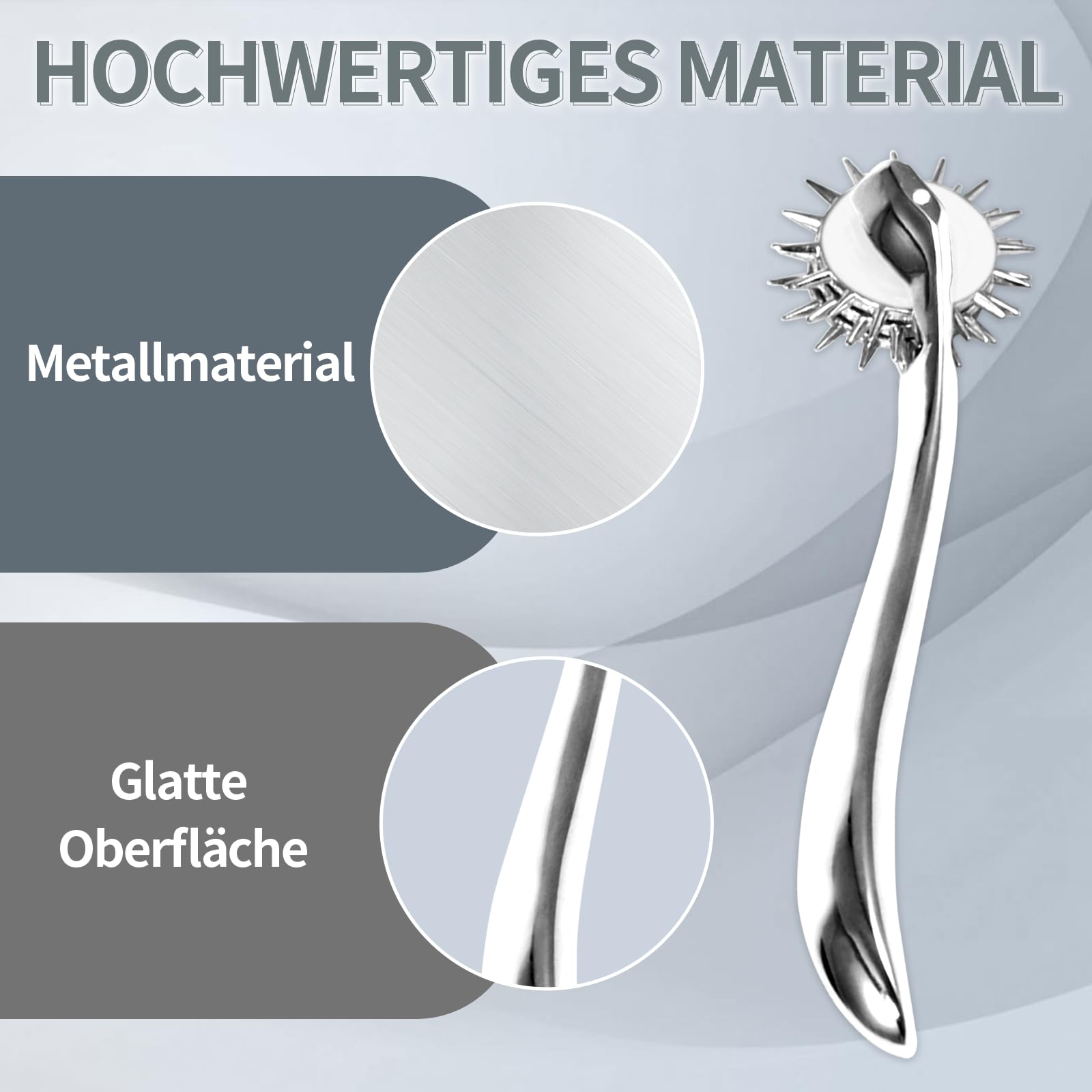 Premium Wartenberg Pin Wheel - Stainless Steel BDSM Massage Toy for Couples, Multi-Color Sensory Play (Silver) | Enhance Intimacy & Sensation in Bedroom & BDSM Scenes