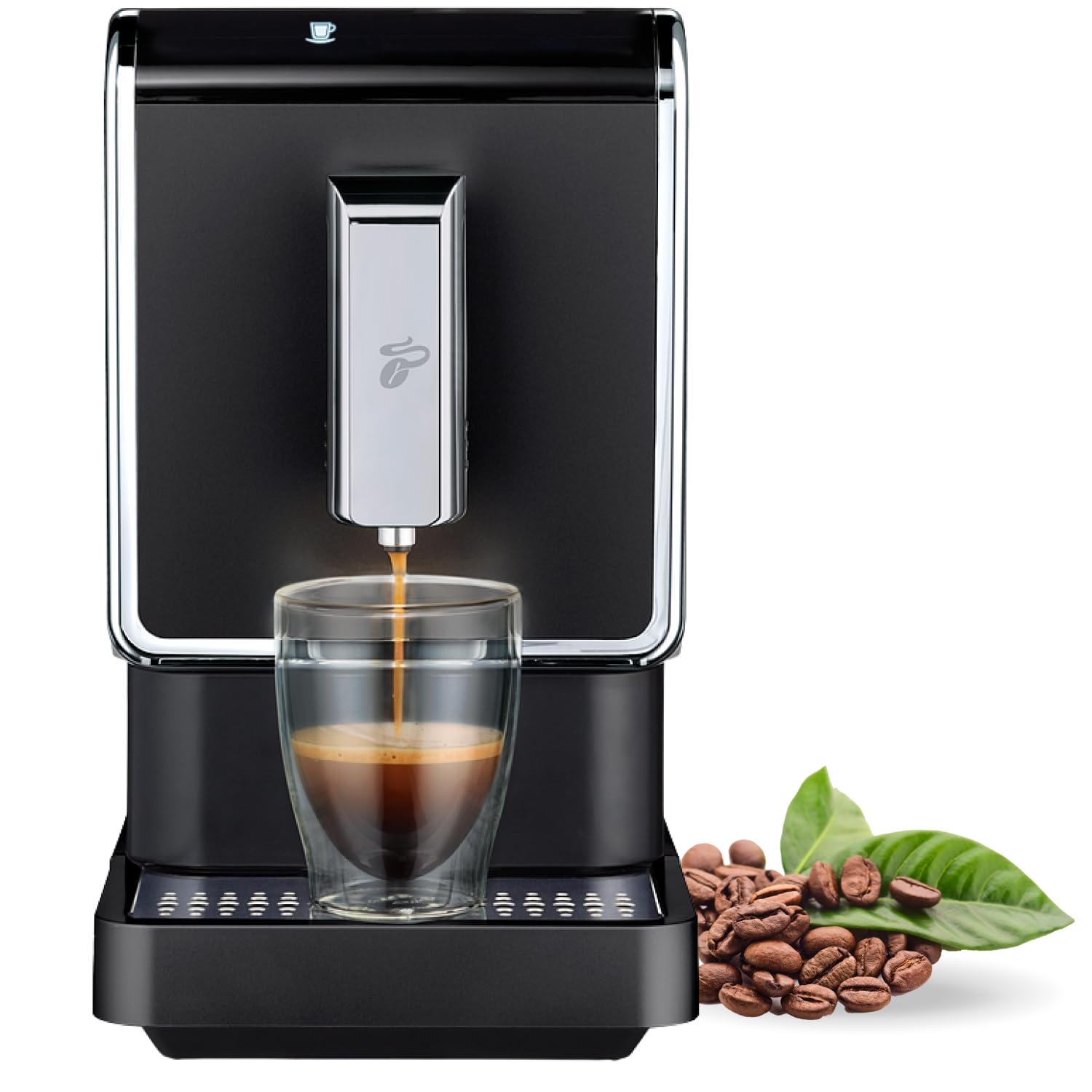 Tchibo Automatic Espresso and Coffee Machine with Built-in Grinder - No Coffee Pods Needed - Black - Perfect for Home, Office, and Cafe Use