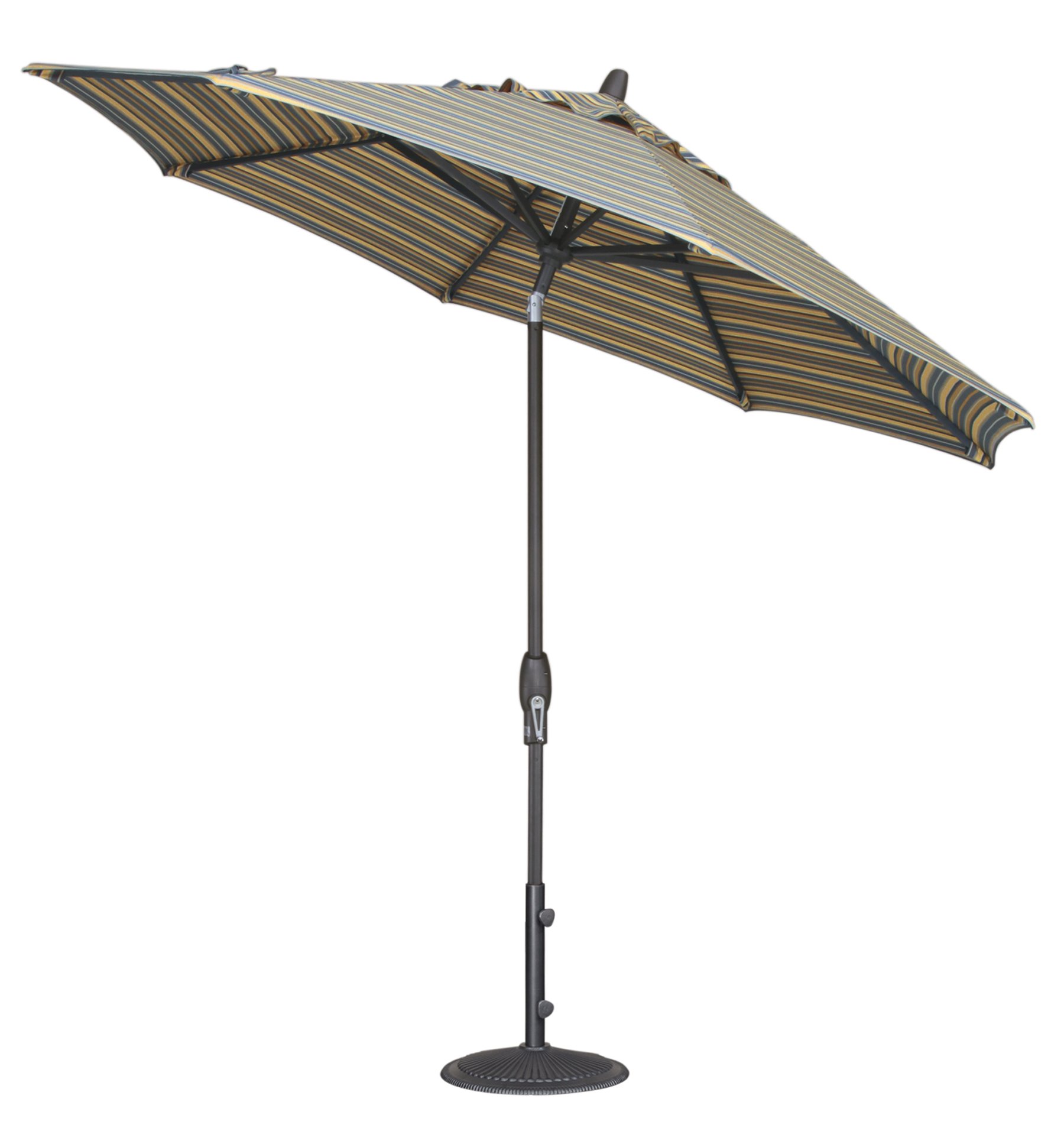 Treasure Garden 9-Foot Push Button Tilt Market Umbrella - Bronze Frame with Obravia2 Navy Fabric - Perfect for Patio, Deck, Poolside & Outdoor Dining