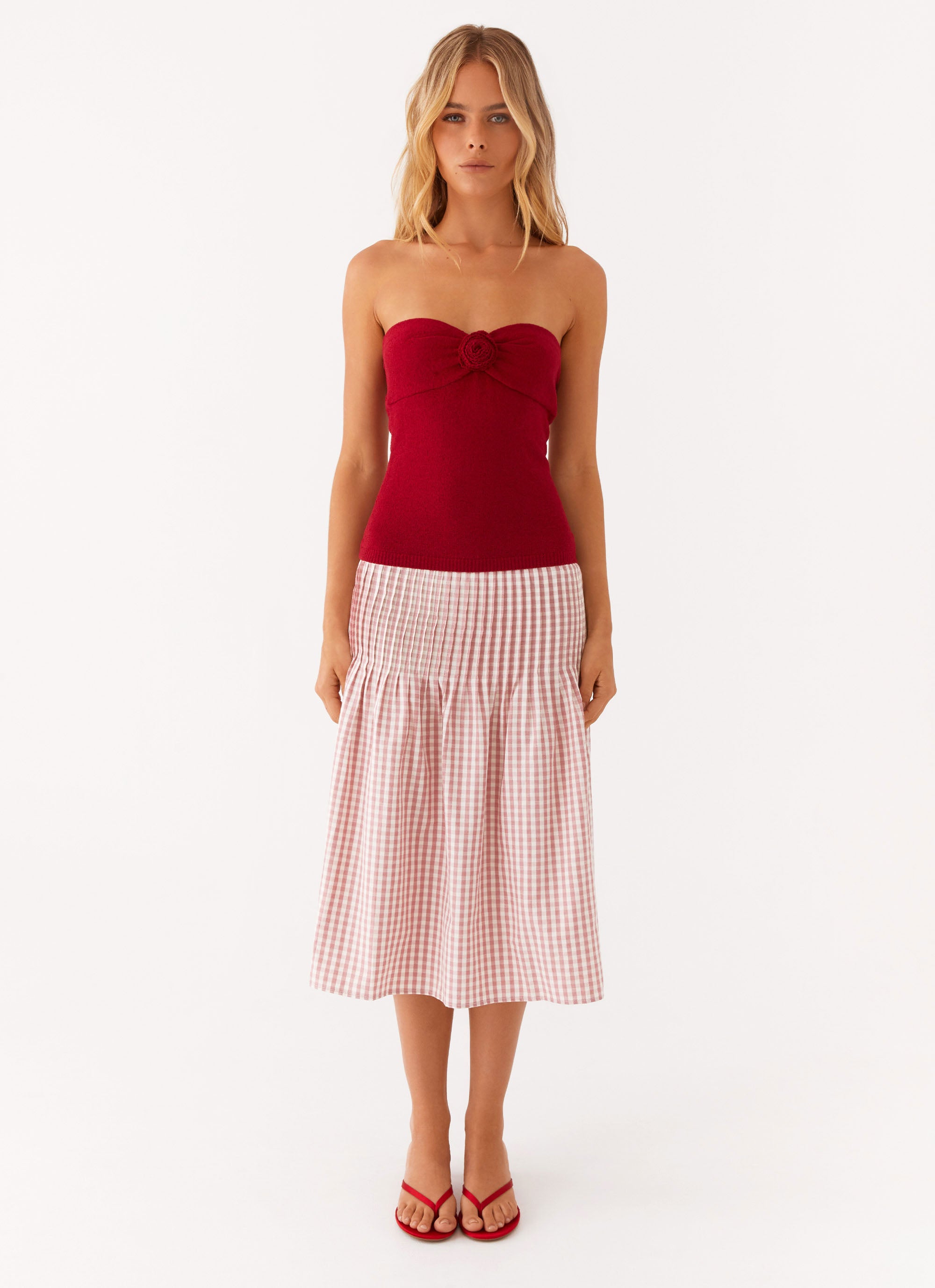 Hidden Hills Knit Rose Top Women's Fashion Maroon Sweater - Perfect for Casual Outings, Date Nights & Fall Layering