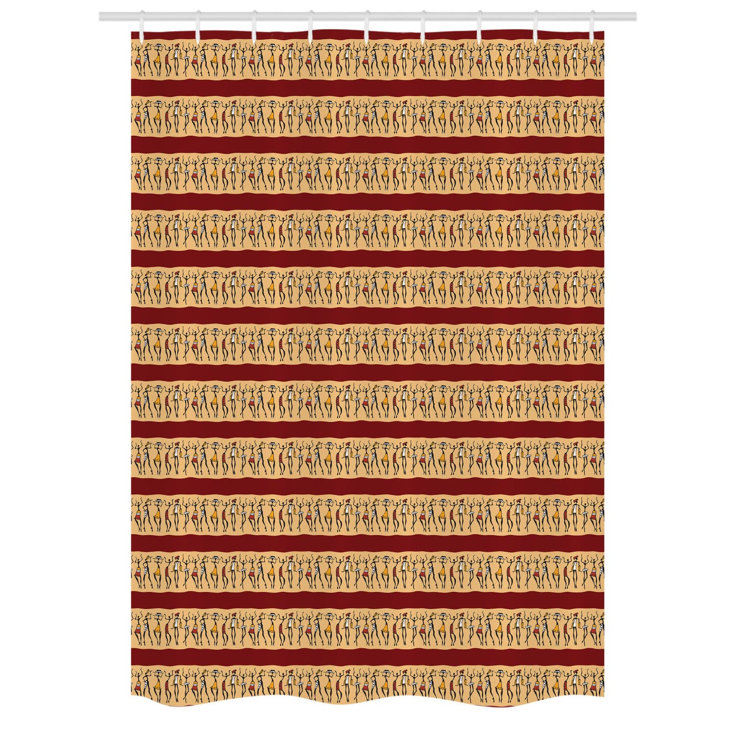 Ambesonne African Stall Shower Curtain - Indigenous Tribal Design with Cultural Borders, 54x78 Inch Bathroom Decor Fabric Set with Hooks | Perfect for Boho, Ethnic & Themed Bathrooms