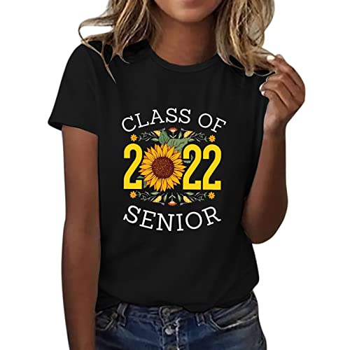 Sunflower Graphic Women's Plus Size Loose Fit Short Sleeve Casual T-Shirt - Summer Blouse Top in Black (Size S) - Perfect for Beach Outings, Picnics & Casual Wear