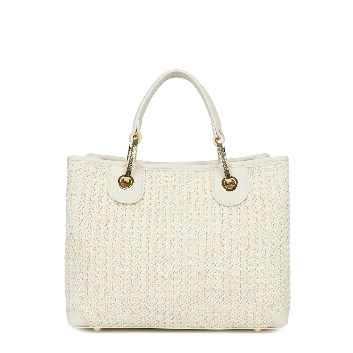 Braccialini Beth Tricot Bianco Handbag B18201 TY - Stylish White Leather Tote for Women | Perfect for Work, Travel & Everyday Use