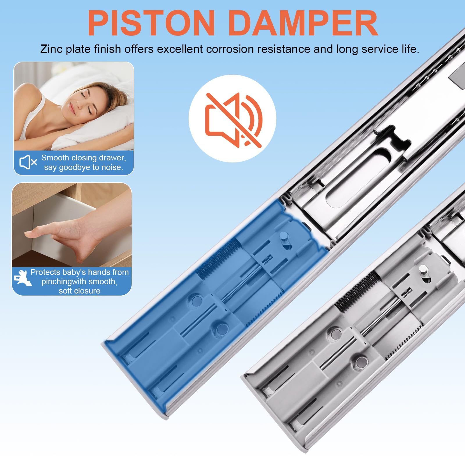12 Inch Soft Close Full Extension Ball Bearing Drawer Slides - 1 Pair (2 Pieces) Heavy Duty Side Mount Metal Rails for Kitchen Cabinets, Wardrobes, File Cabinets & Trash Cans - 100 LB Capacity - Perfect for Smooth & Quiet Drawer Operation in Home & Office
