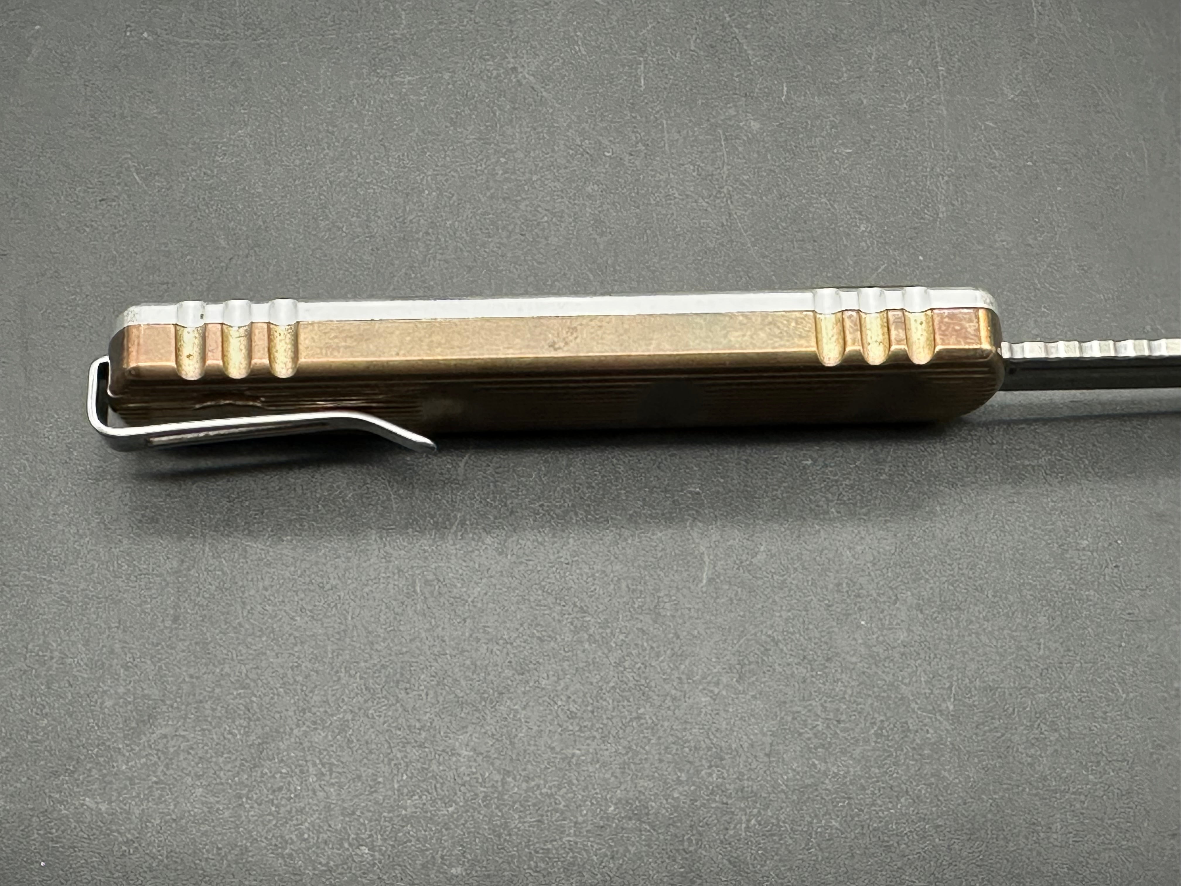 D Rocket Design Zulu Aluminum Bronze Top Satin M390 OTF Automatic Knife - EDC Pocket Knife for Outdoor, Camping & Tactical Use
